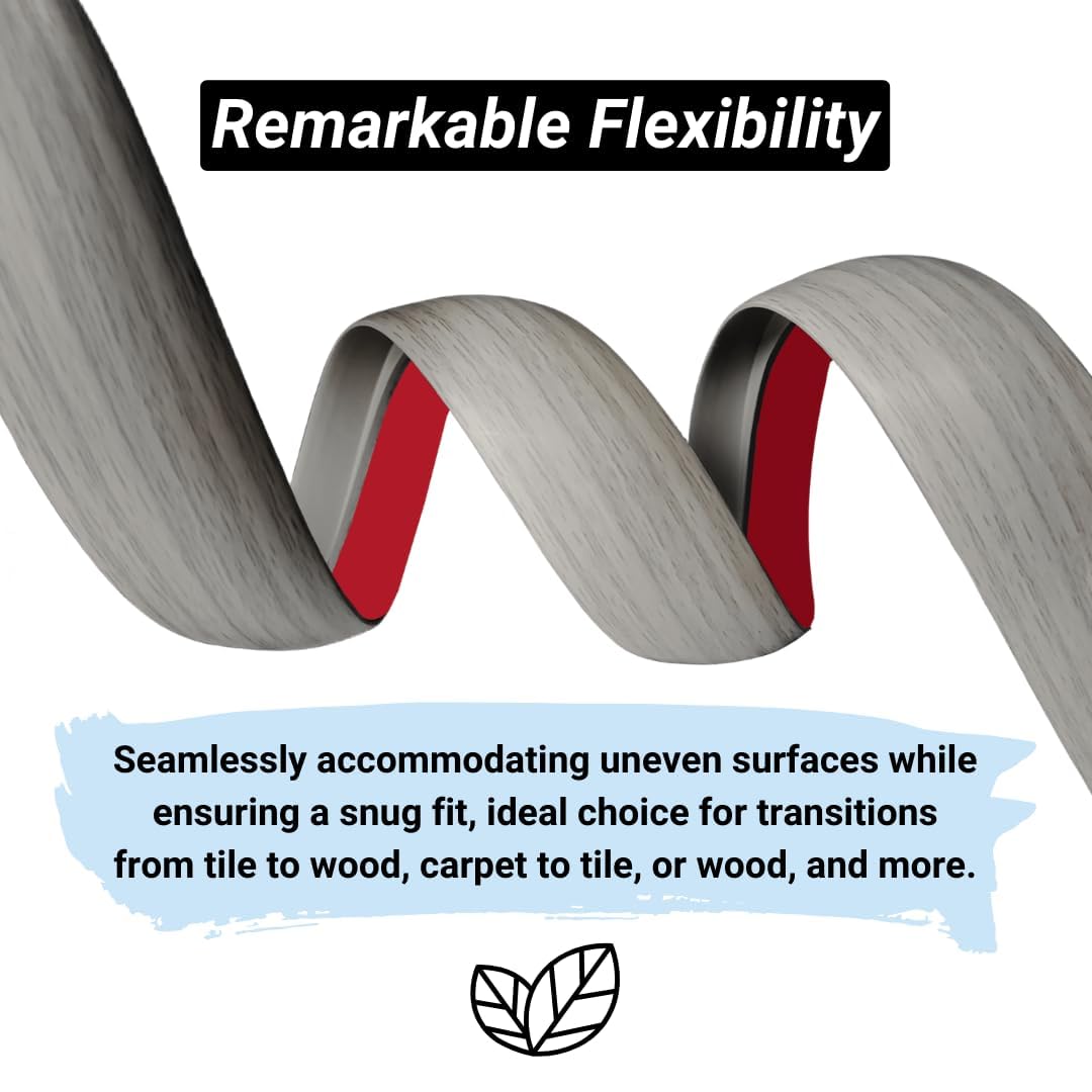 Floor Transition Strip Self Adhesive Carpet Wood Tile Vinyl Flooring Laminate Transition Cover Edge Trim Gap Doorway Threshold for Uneven Floors Heights Within 5 mm (120 inches, Gray Forest)