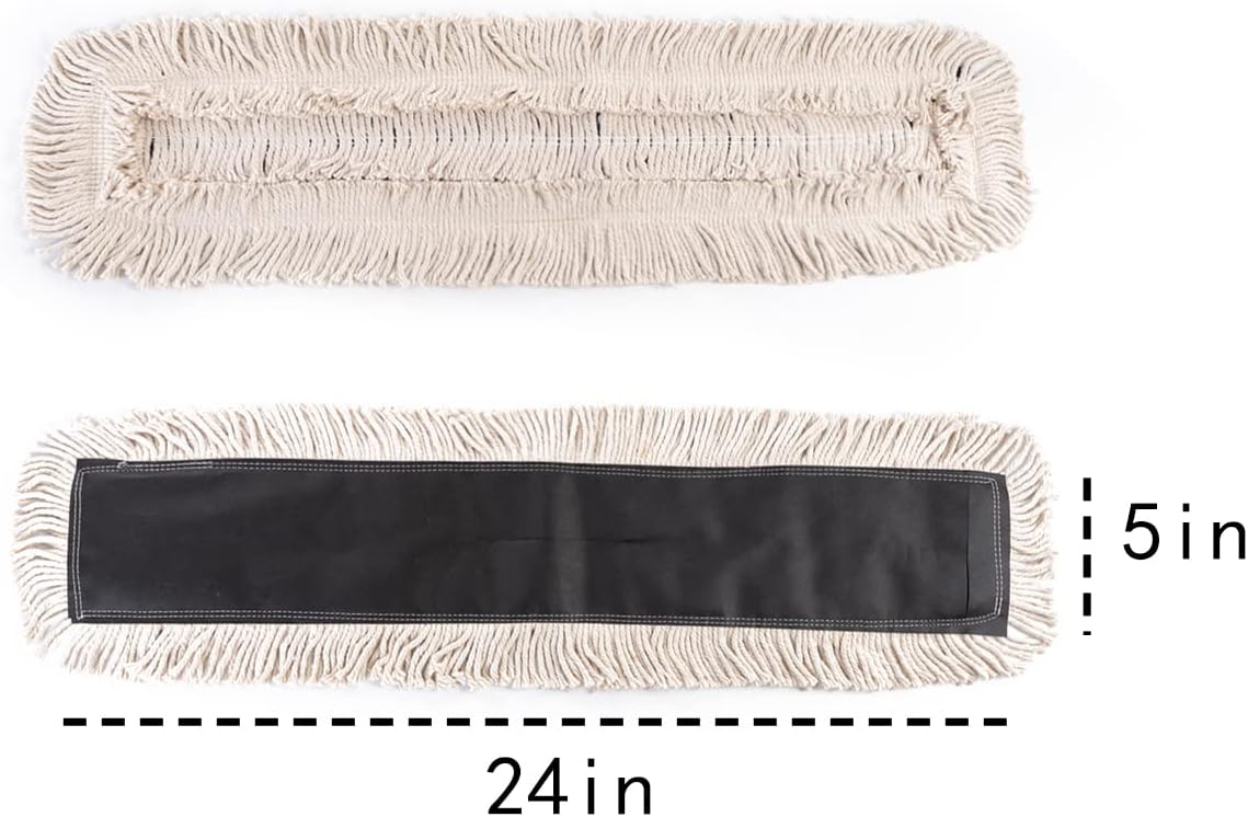 Matthew Cleaning 24'' High Strength Disposable Dust Mop Cotton Cut-end Yarn Mop Replacement Heads for Residential & Commercial Fit Standard Dust Mop Frames, Hardwood, Laminate, Concrete Floors 6Pack