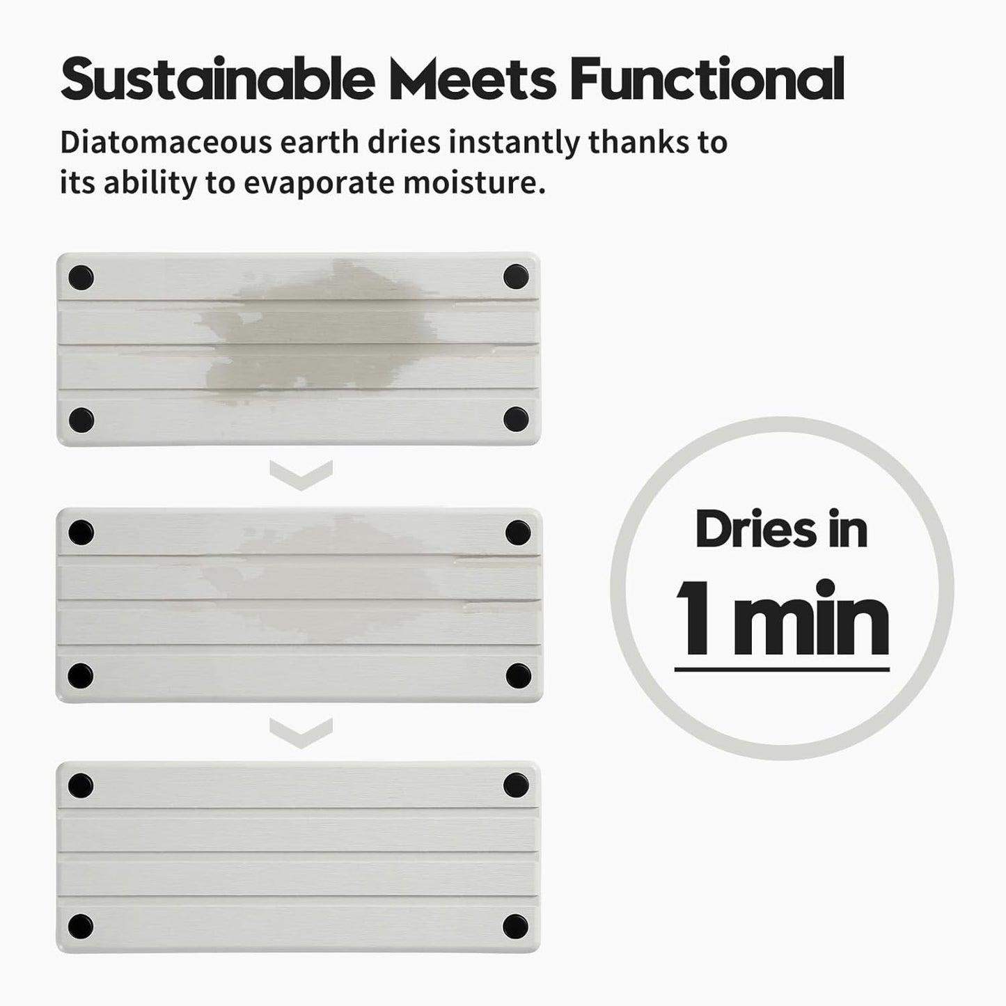 2 Pack Fast Drying Water Absorbing Diatomite Stone Mat Tray for Kitchen & Bathroom Counter - Instant Dry Sink Caddy Organizer - Vanity Holder for Soap and Sponge – White 10" x 4"