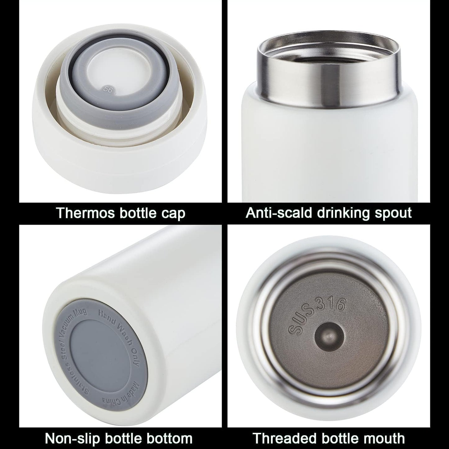 10oz Mini Water Bottle Stainless Steel Thermos Small Flask - Insulated Vacuum, Leak Proof, Keeps Drinks Hot/Cold - Ideal for Coffee, Tea, Water - Light Blue