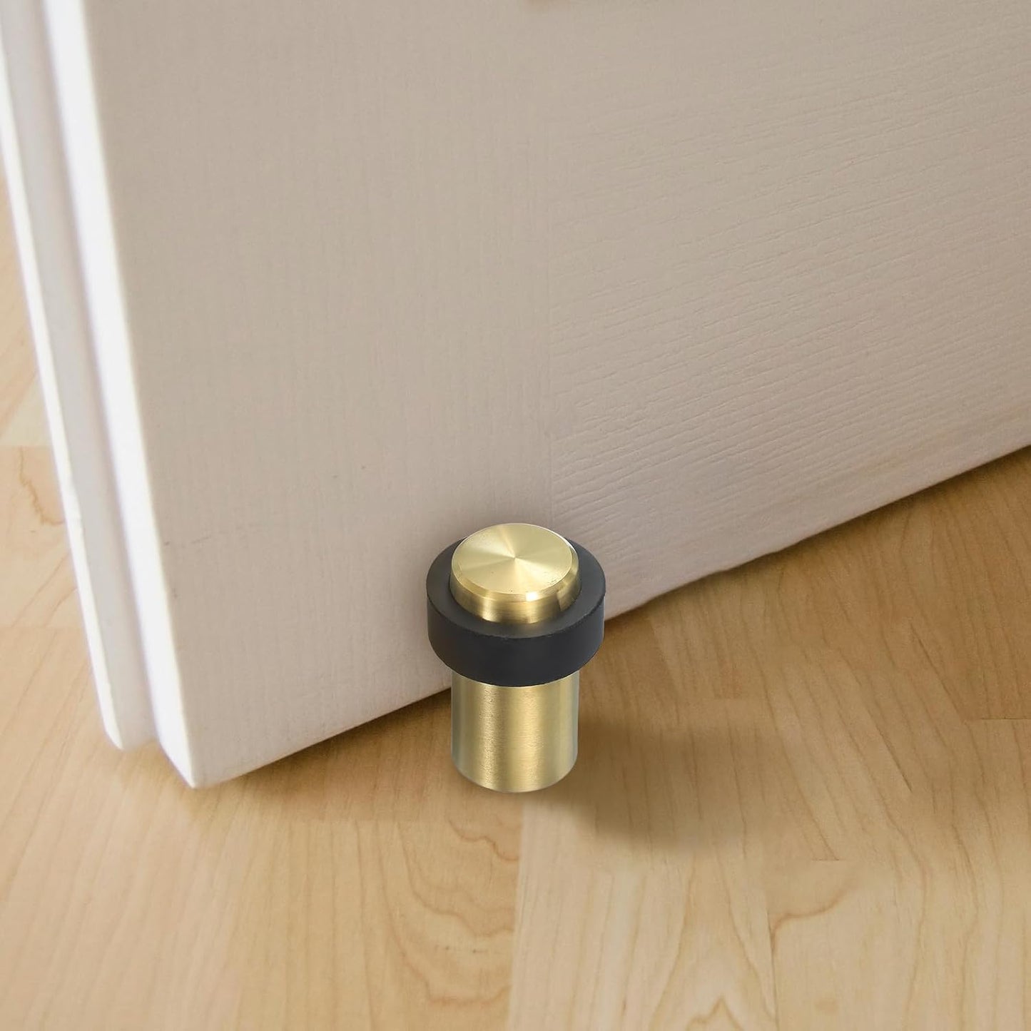 PATIKIL 3Set Round Door Stoppers, 80mm Stainless Steel Door Stop Doorstop Wedge Metal Cylinder Self Adhesive with Screw for Bottom of Door Floor Inside, Gray