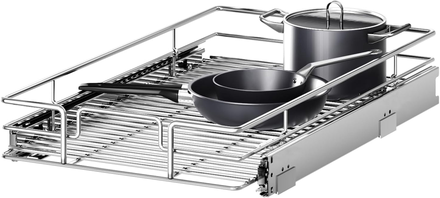 Pull Out Cabinet Organizer 9" W x 21½" D, Heavy Duty Cabinet Pull Out Shelves, Slide Out Drawers Organization for Kitchen Cabinets Bathroom