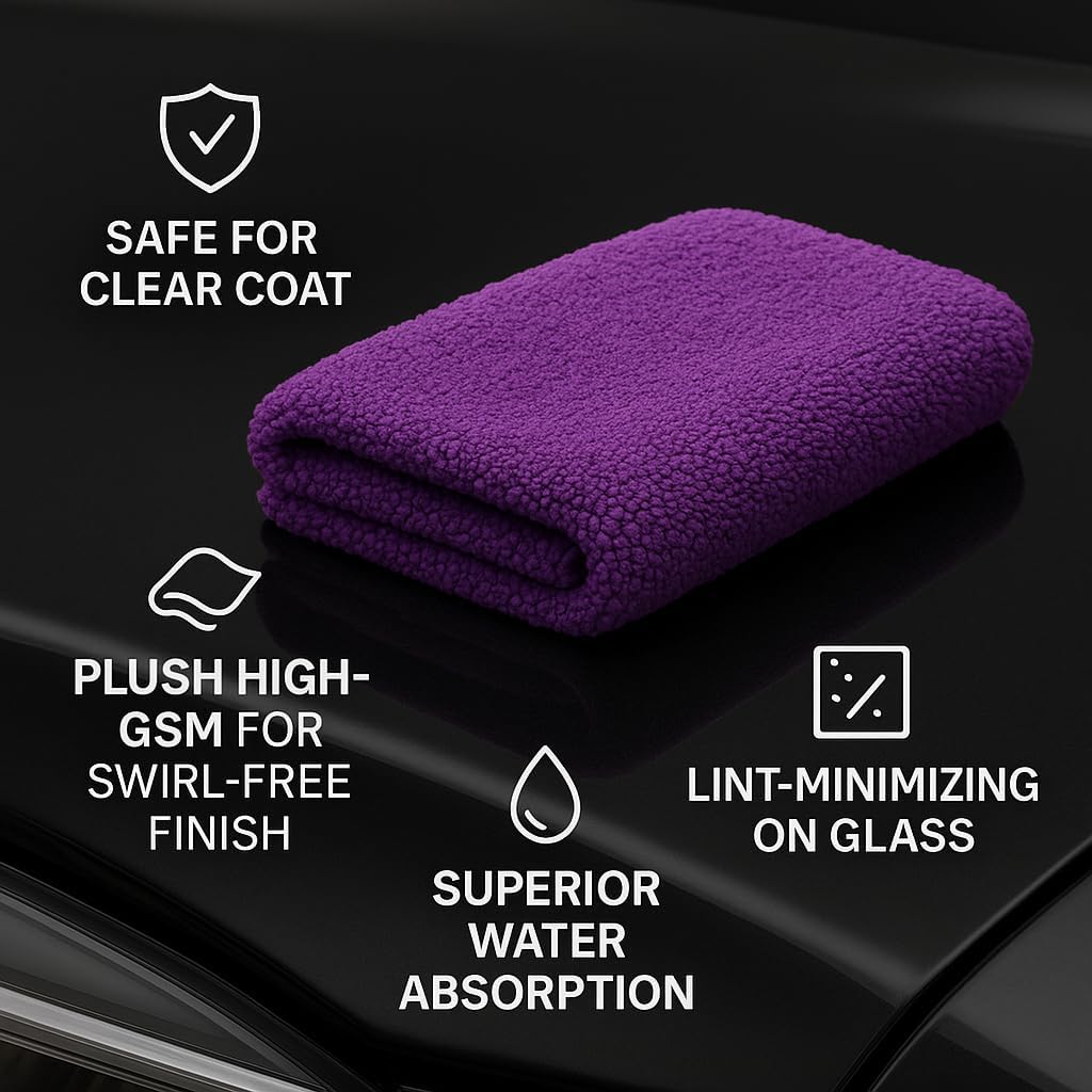 Paks Edgeless Microfiber Towels for Cars - 16x16 Microfiber Cleaning Cloth - 10-Pack Extra Absorbent Microfiber Towels Dish Towels, Streak-Free