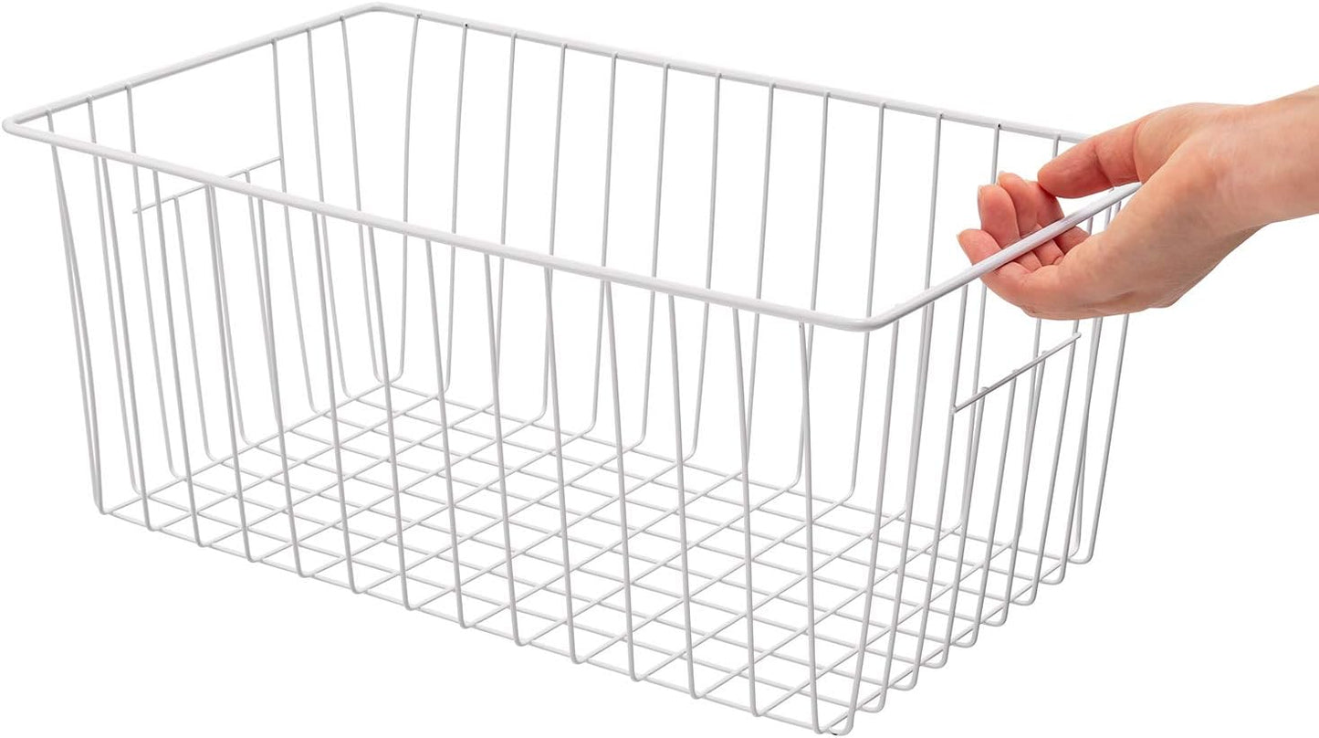 16inch Upright Freezer Organizer Baskets for 13-14,16-21 cu.ft Standup Freezer, Settle freezer chaos and reduce food waste effectively, Durable, Fully Use Space, Improve Air Circulate, White, 3pcs