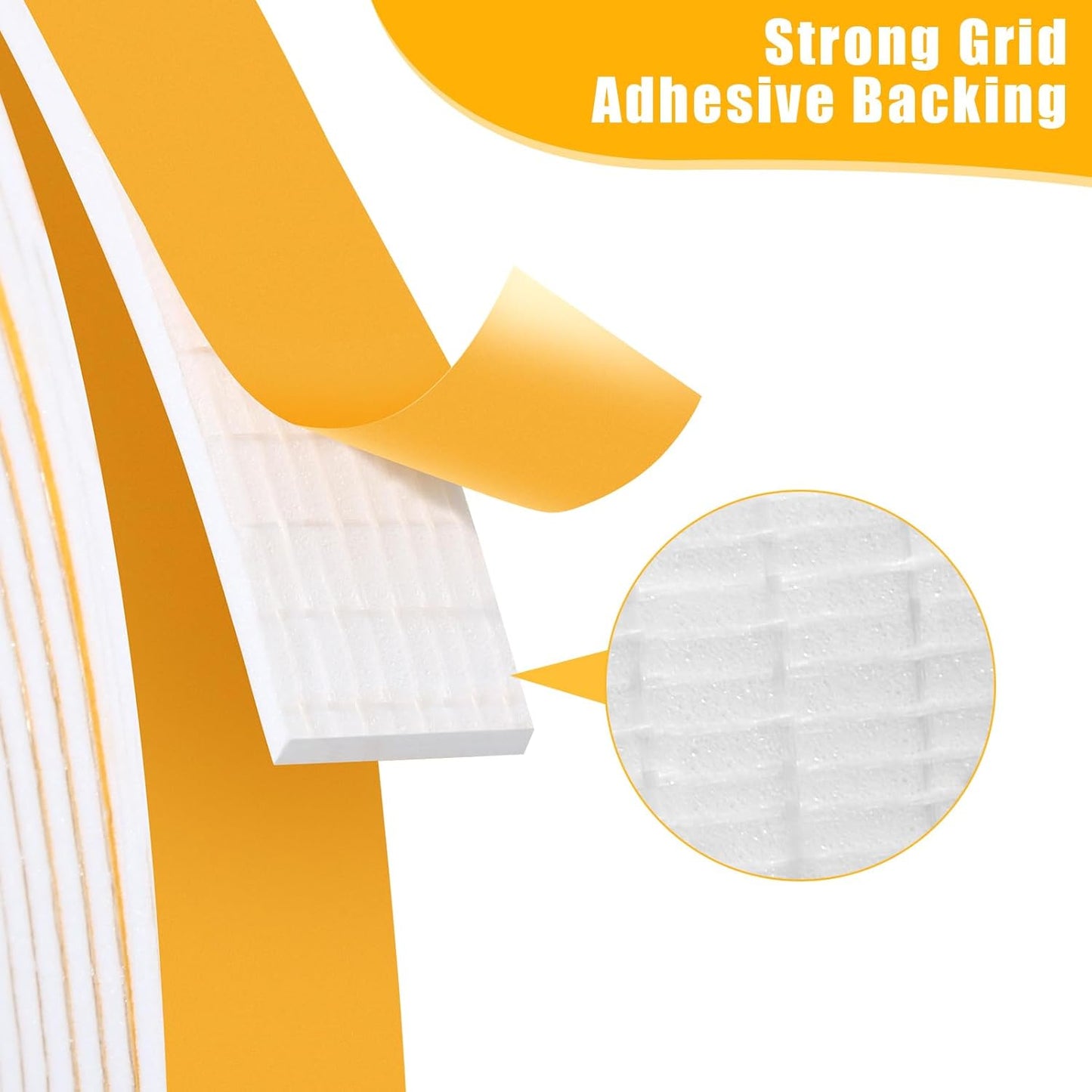 Weather Stripping Door Seal Strip (3/5 Inch X 1/8 Inch X 26Feet), Strong Adhesive, Lightproof, Soundproof, Weatherproof Foam Tape Insulation for Sliding Door, Front Door Frame, Windows- White