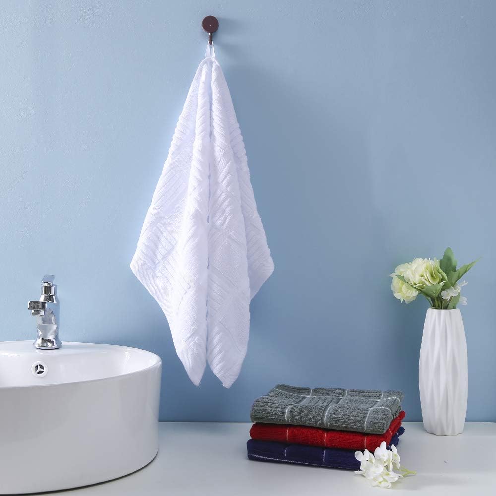 Anyi 100% Cotton Kitchen Towels, Absorbent Dish Towels with Hanging Loop, Soft Kitchen Hand Towels for Washing Drying Dishes(16x26, Set of 3, Navy)
