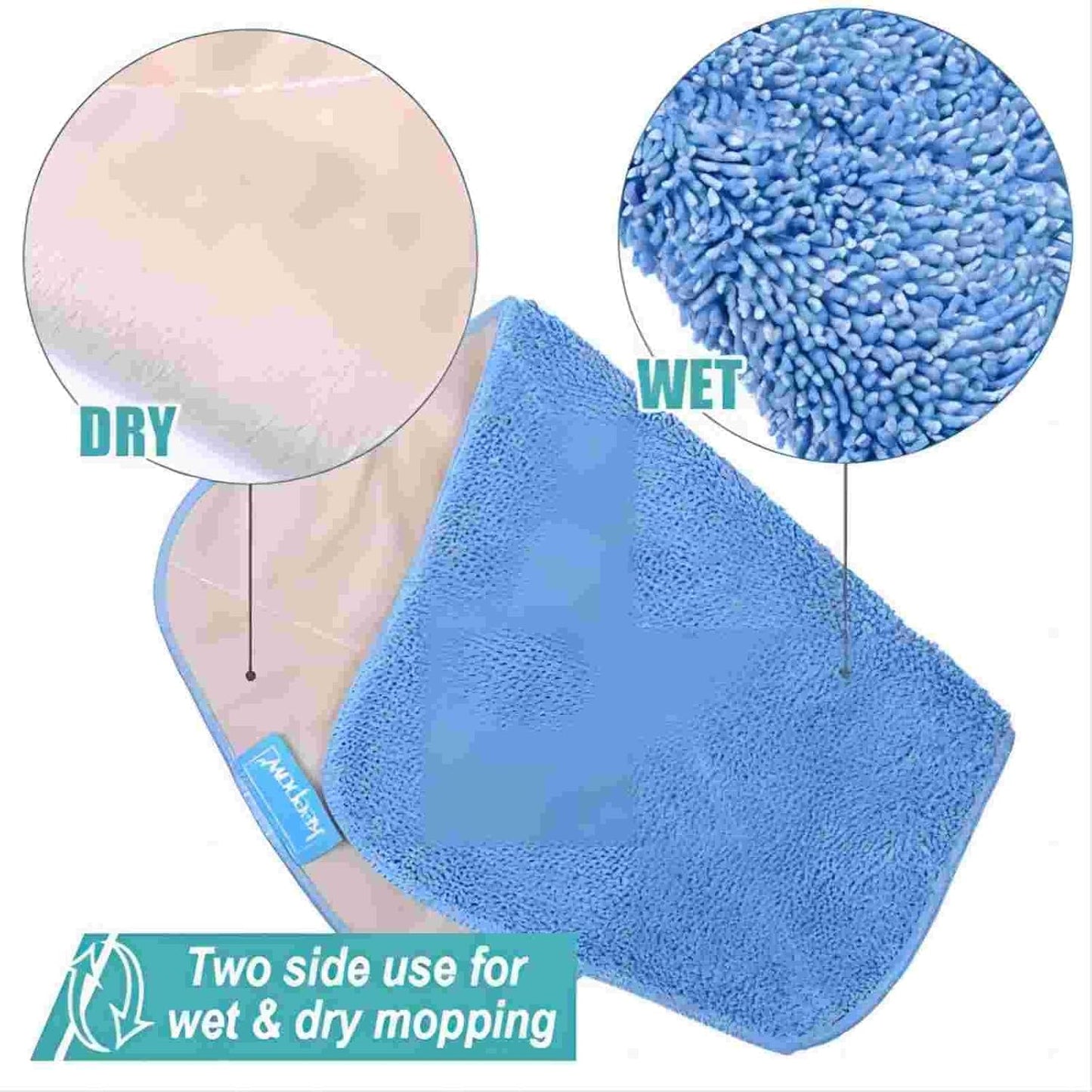 KEEPOW Microfiber Mop Cloth Refills Compatible with MR.SIGA Professional Microfiber Mop, 5 Pack Reusable Flat Mop Refills for Hardwood, Laminate, Tile Floor Cleaning