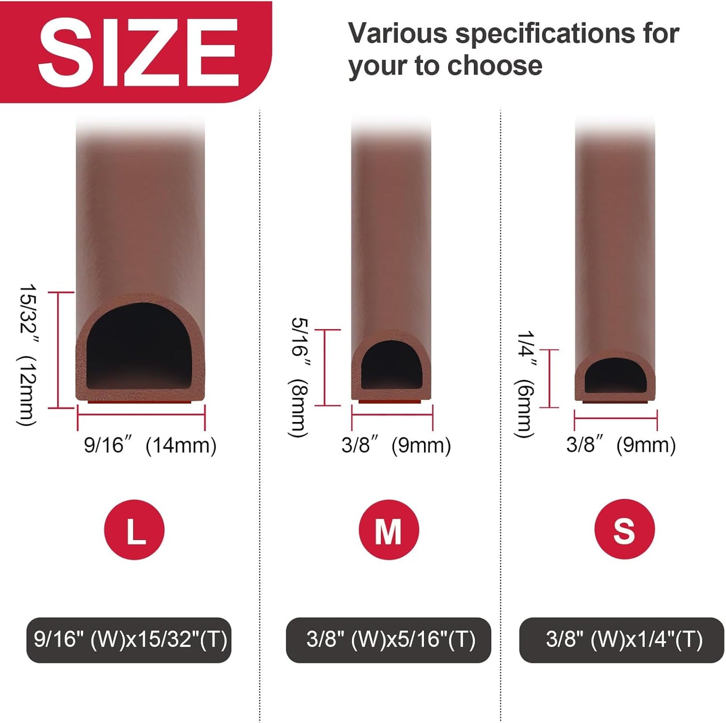 【New Upgrade】 Silicone Door Weather Stripping Door Seal Strip, 19.7 Feet Self-Adhesive D-Shape Door Insulation Strip for Door Frame& Window Seal Large Gaps, Easy to Cut & Install
