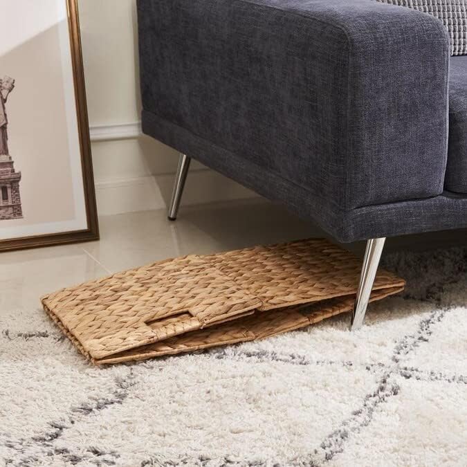 Storage Cube 10.5 x 10.5in, Wicker Storage Baskets for Shelves, Water Hyacinth Storage Baskets, Square Wicker Storage Basket (2 Packs 10.5in)