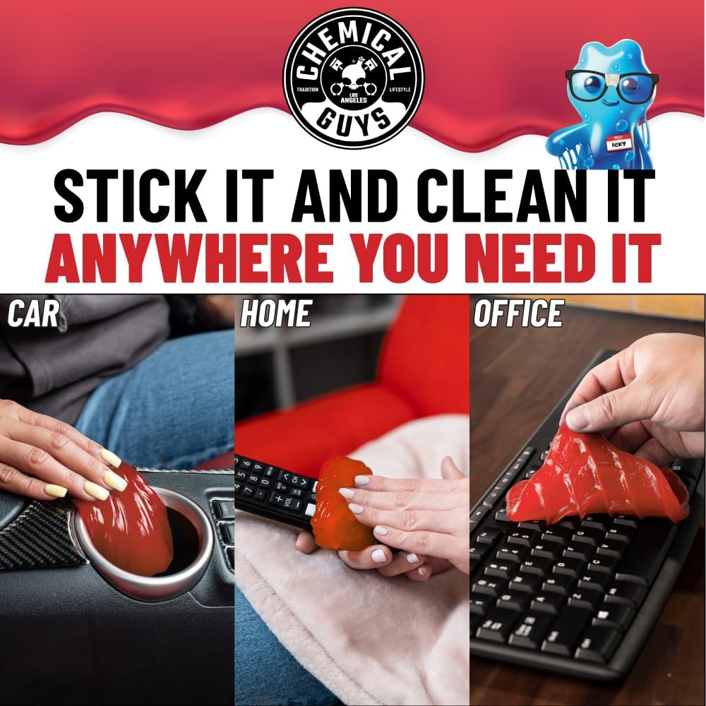 Chemical Guys Sticky Icky Car Cleaning Gel, Green Apple Scent - Detailing Kit, Automotive Dust Car Crevice Cleaner, Air Vent Slime, Cleaning Putty for Keyboard Accessories for Women (4 Pack) - CJR1004