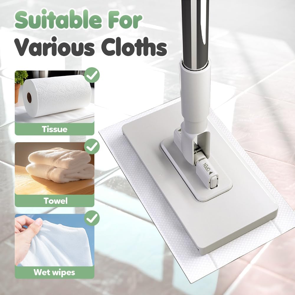 Disposable Dust Mop with 4 Reusable Cloths, mopa desechable para el polvo con 4 PañOs Reutilizables, 39" Long Handle Retractable Gap Dust Cleaner with Locking Head for Multi Surface Cleaning, Wet&Dry