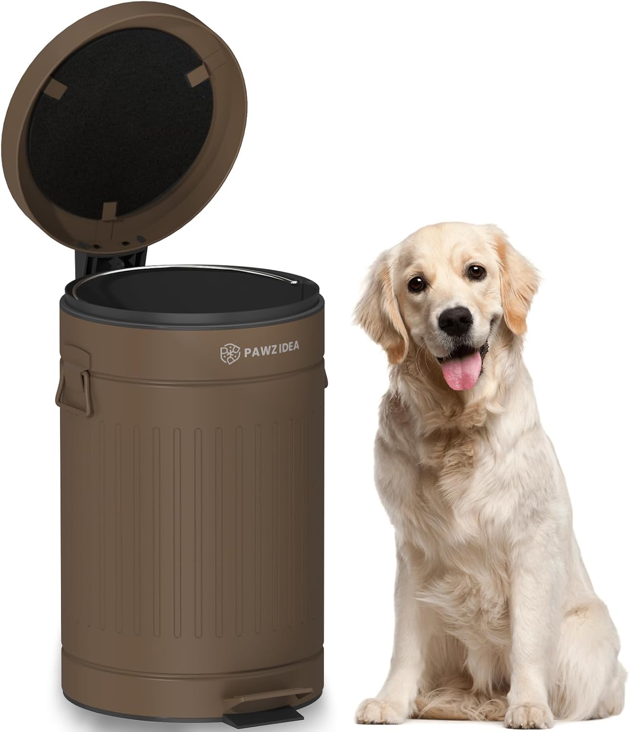 PAWZIDEA Dog Poop Trash Can Outside Odor Control, 3.1Gallon Pet Waste Trash Can Outdoor Waterproof, Dog Poop Container Bin Outdoor Garbage Can with Lid, 7.8in Activated Carbon Filter Pet Waste Station