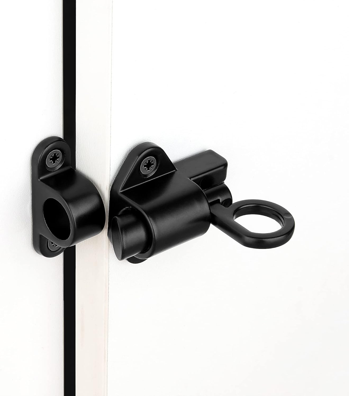3 Packs Self-Closing Latches，Black Spring Door Lock，Resilient Bolt Latch Aluminum Alloy Safety Automatic Spring Barrel Slide Door Lock with Screws,Used for Gate,Window and Cabinet etc…
