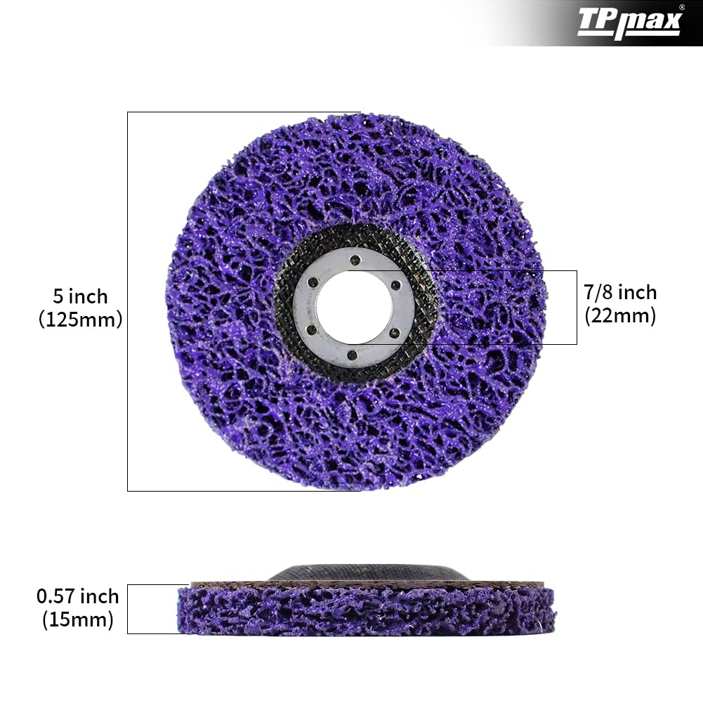 5" x7/8'' Stripping Discs Rust Remover Wheel Remove Paint and Oxidation Poly Strip Wheel Disc Abrasive Angle Grinding Wheel - 5 Pack(Purple)