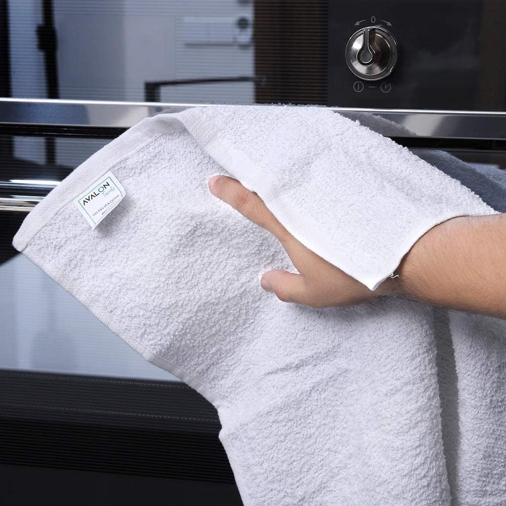 Avalon Towels Terry Bar Mop Towels (Value Pack of 12) Size 16"x19" – Absorbent and Durable, Multipurpose Cleaning Rags, Cotton Cleaning Cloths, Terry Cloth Rags, Reusable Shop Rag