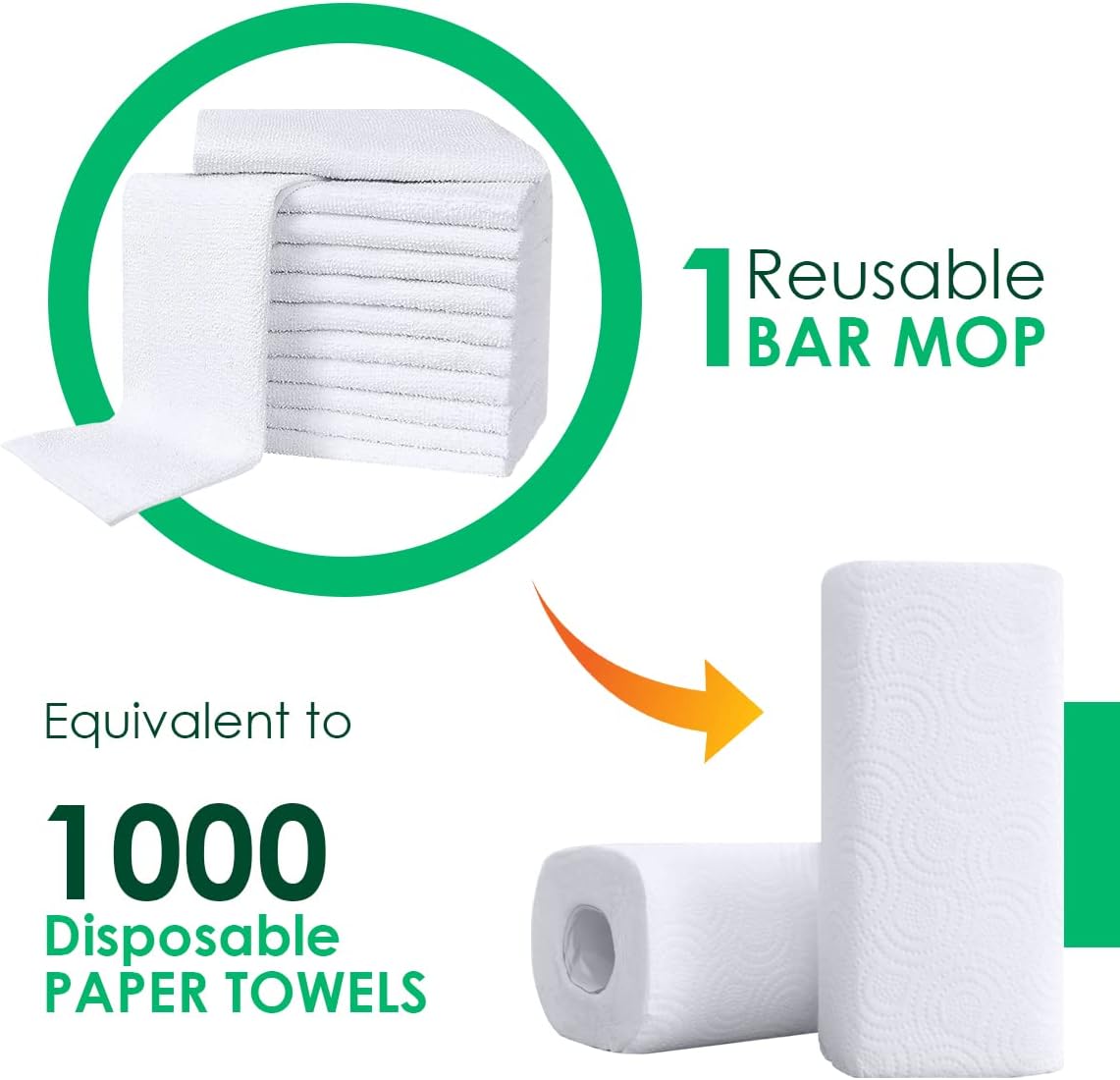 Avalon Towels Terry Bar Mop Towels (Value Pack of 36) Size 16"x19" – Absorbent and Durable, Multipurpose Cleaning Rags, Cotton Cleaning Cloths, Terry Cloth Rags, Reusable Shop Rag