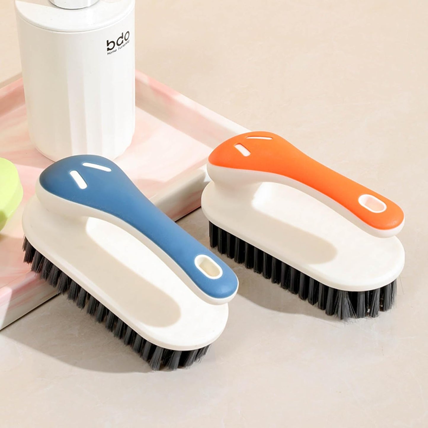 Soft Bristle Scrub Cleaning Brush Stain Remover Brush Fabric Cleaning Brush Laundry Brush Small Scrub Brush Cleaner Household Cleaning Brushes for Carpet, Clothes, Bathroom,Sneaker-2 Pack (Blue)