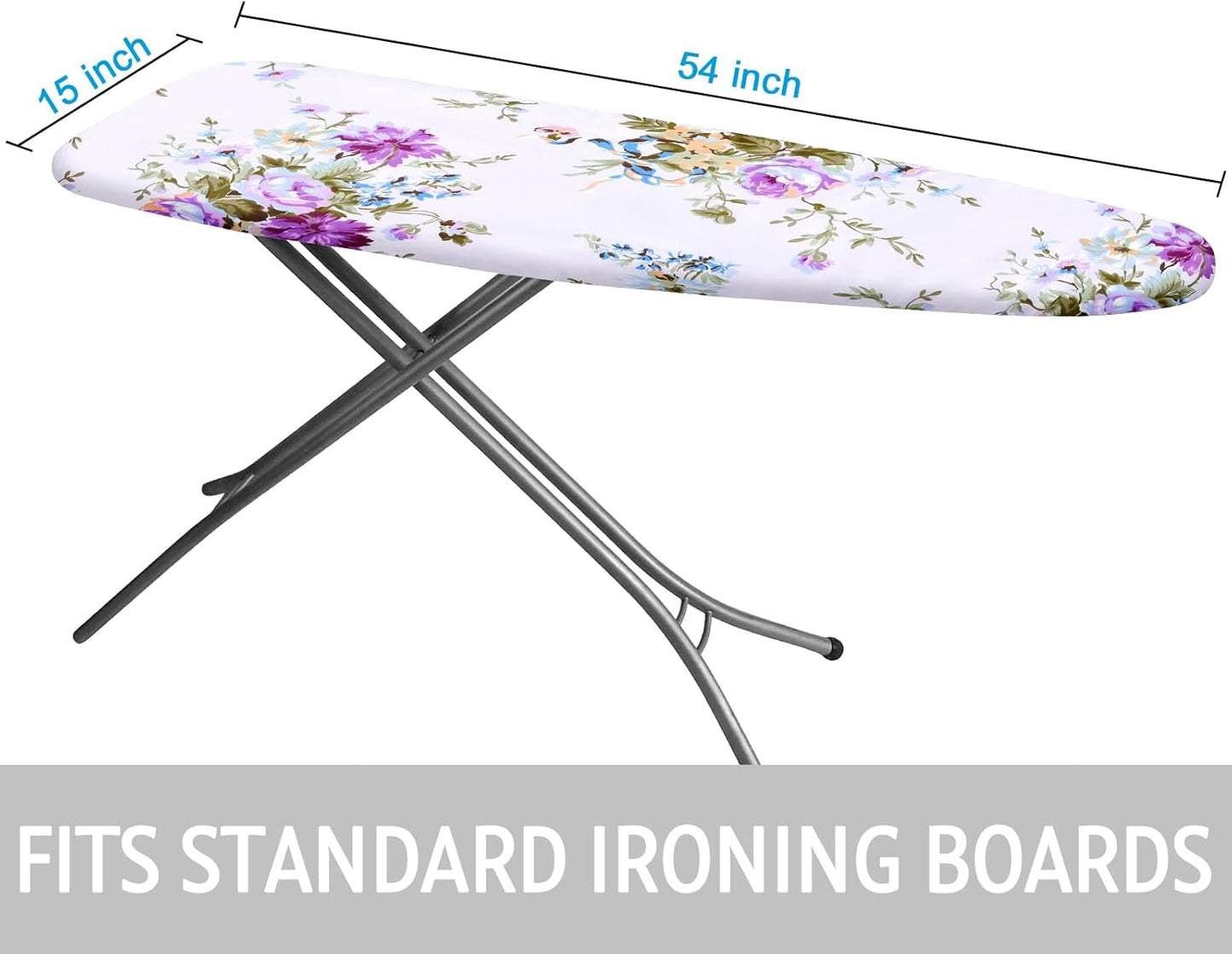Ironing Board Cover and Pad 15x54 Inch Standard Ironing Board Cover with Elastic Edge and Hook and Loop Fasteners Scorch and Stain Resistant Cotton Ironing Covers