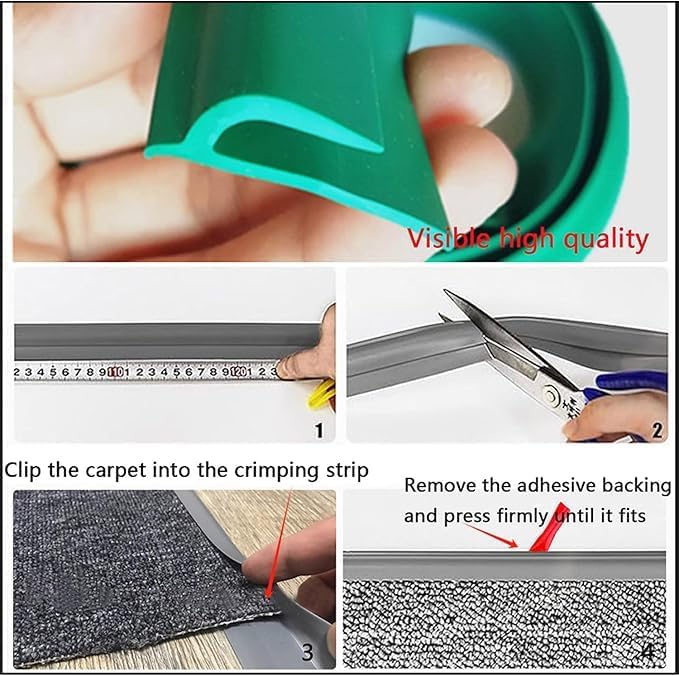 Self Adhesive Carpet Transition Strip with Edge Trim, Designed for Seamless Transitions from Carpet to Tile or Vinyl Floors, Perfect for Doorways.(Brown,22ft)