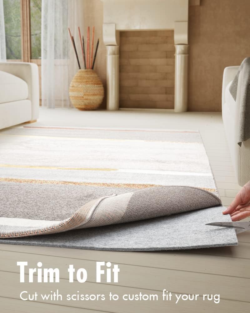 Non Slip Rug Pad Gripper - 10x14 Feet 1/4” Extra Thick Felt Under Rug for Area Rugs and Hardwood Floors,Super Cushioned Non Skid Carpet Padding