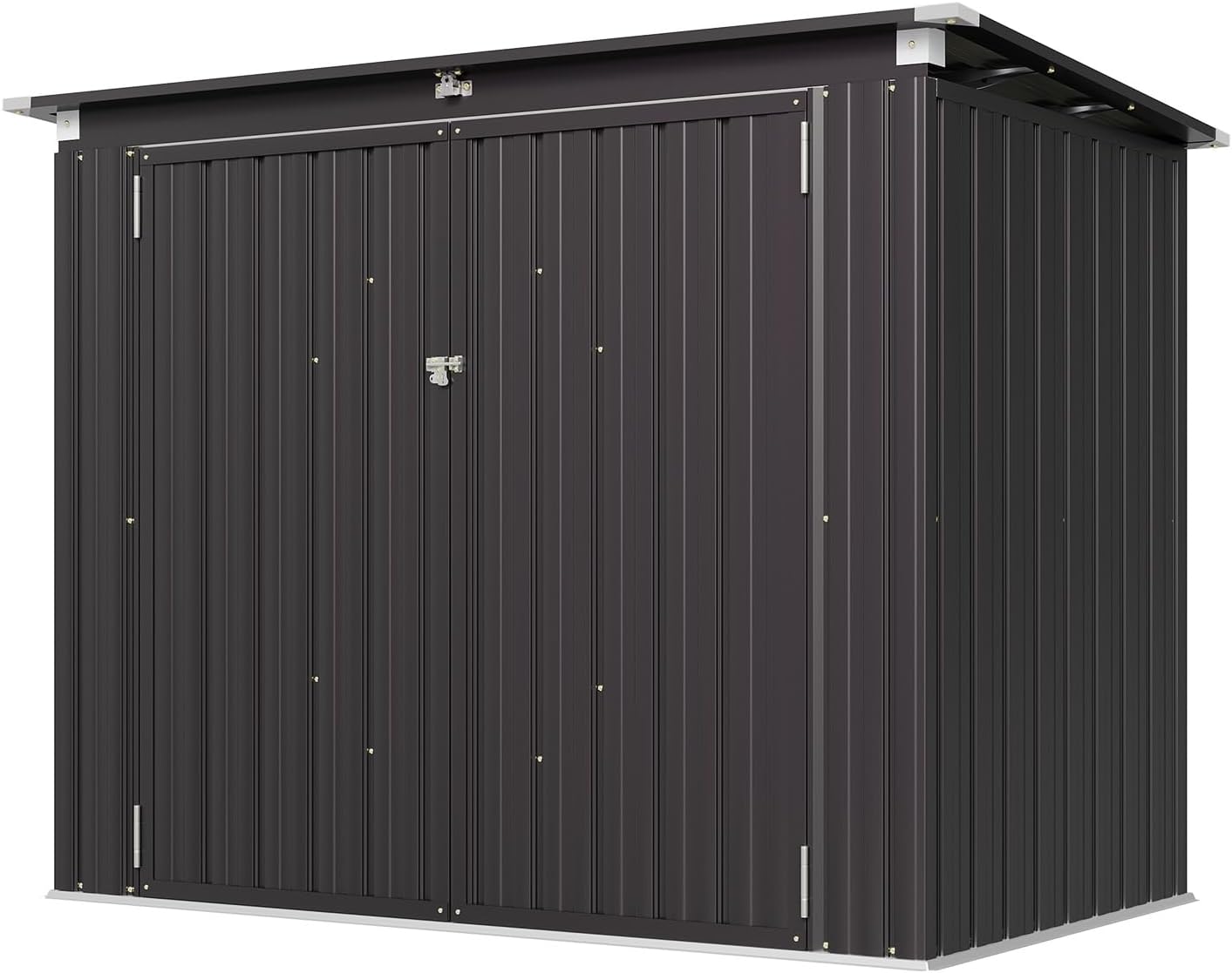 Aoxun 80 CU.FT Outdoor Storage Shed Metal Trash Can Storage with Chain Lid Waterproof Outdoor Garbage Can Organizer, Ideal for 2 Trash Bins, Toys, Garden Tools (Black)