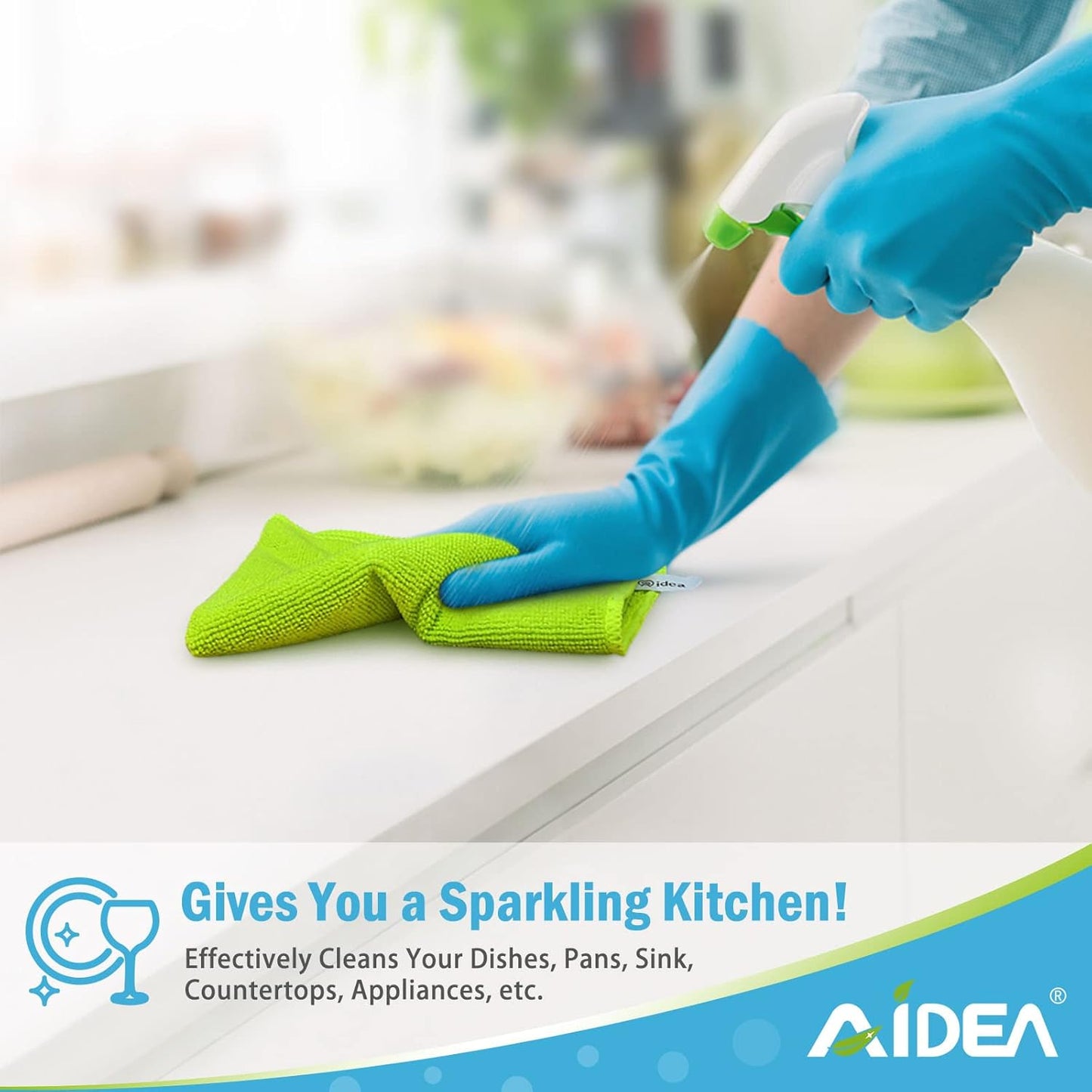 AIDEA Microfiber Cleaning Cloth-24PK, Soft Microfiber Towels for Cars, Absorbent Cleaning Rags, Lint-Free Streak-Free Wash Cloths for House, Kitchen, Window(12in.x12in)