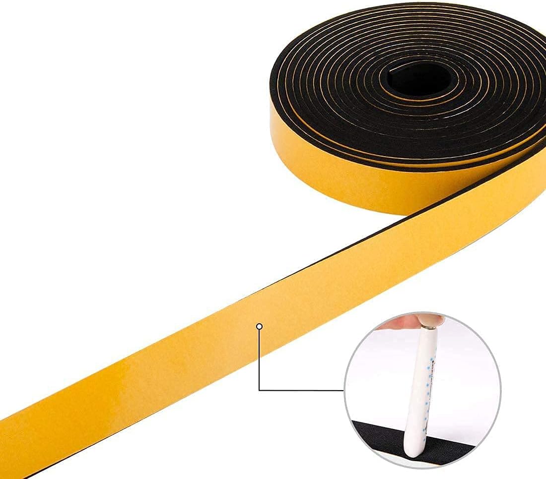 CloudBuyer Weather Stripping Foam 2-Pack, 1 Inch Wide X 3/4 Inch Thick, Insulation Strips with Adhesive for Door & Automotive, Air Conditioner Seal (13 Feet Total, 6.5 Feet/Roll)