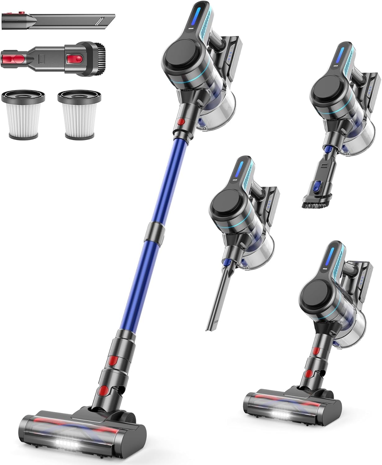 NADALY Cordless Vacuum Cleaner for Home, 8-in-1 Powerful Stick Vacuum Cordless with 45Mins Runtime, Anti-Tangle, Lightweight, 1.5L Dust Cup, Rechargeable Vacuum for Hardwood Floor Carpet Pet Hair