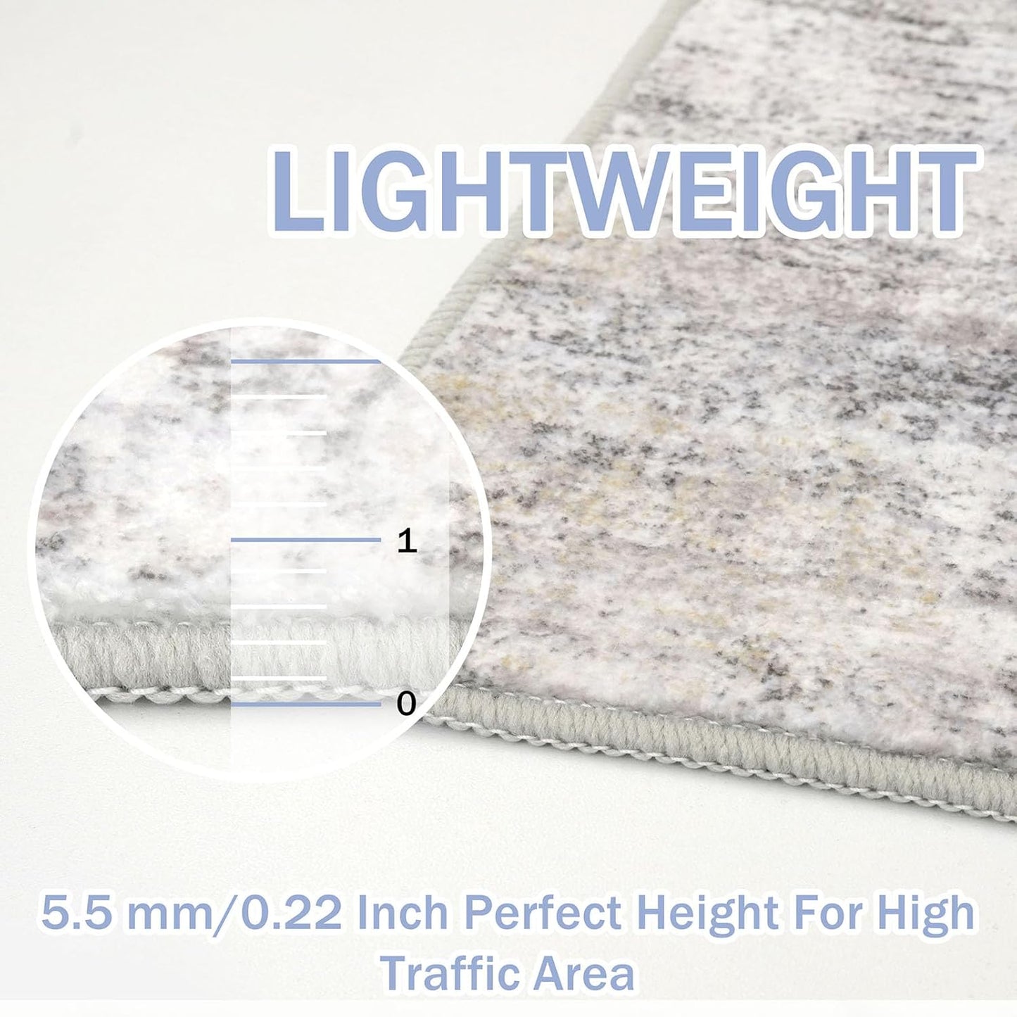 IOHOUZE Abstract Area Rugs 8x10 Ft Washable Large Rugs for Living Room, Non Slip Dining Room Rug, Printed Faux Wool Rugs for Bedroom, Floor Carpet for Office Nursery Playroom, Grey Beige