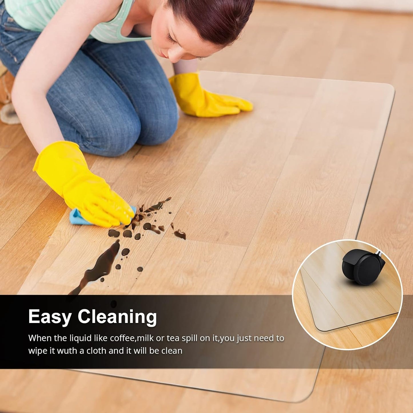 Kuyal Office Chair Mat for Hardwood Floor, 36'' x 48'' Rectangle Transparent Desk Thick Durable Chair Mat for Rolling Chairs, Easy Glide, Floor-Protector