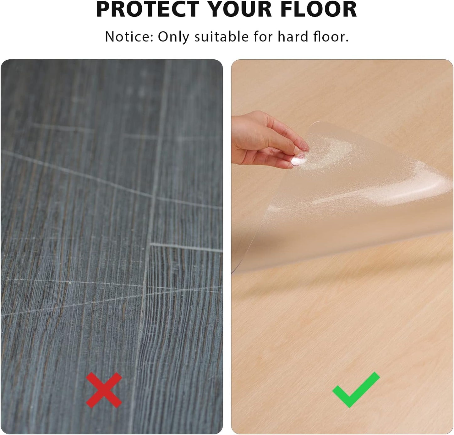 Floor Mats for Home, 6'×9' Clear Area Rug for Dining Room, Durable Non-Slip Hard Floor Rolling Chair Protector, PVC Waterproof Mat for Kitchen, Bedroom, Pet Litter Mat