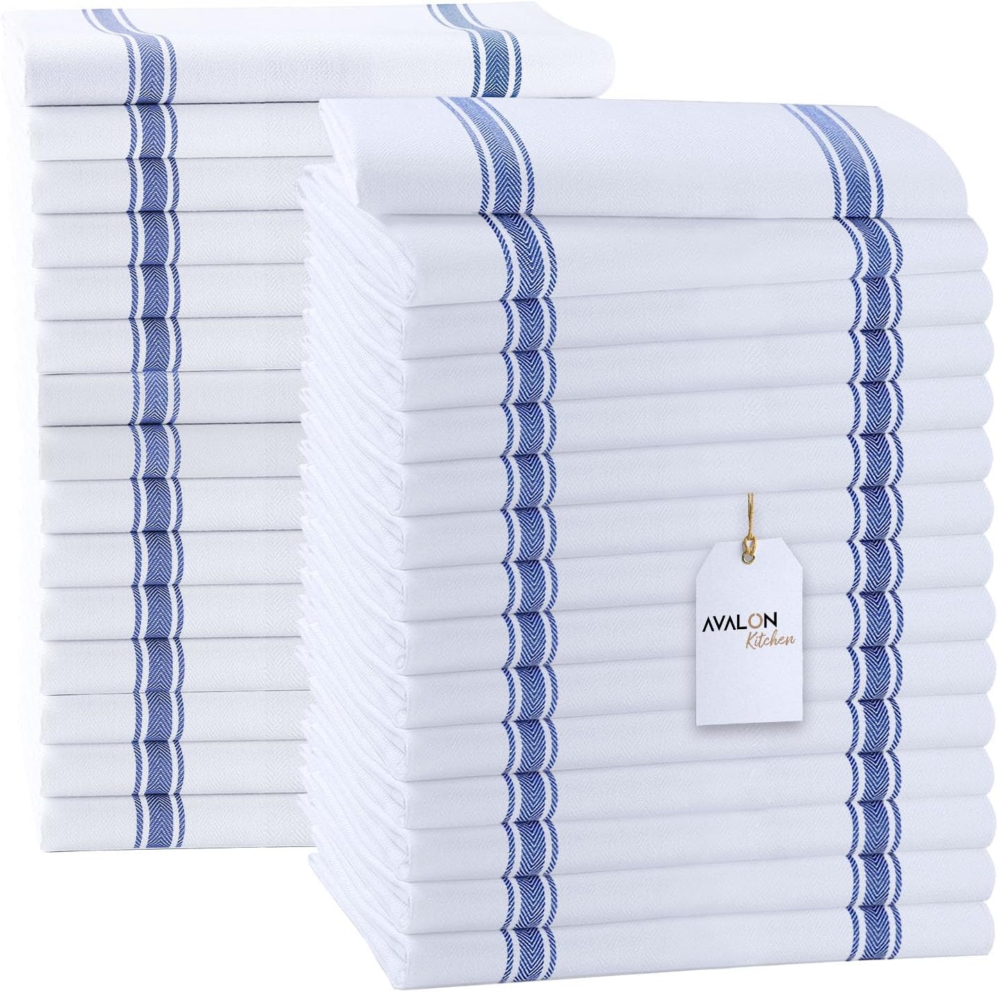 Dish Towels Set (Value Pack of 30) Size 15x25 Inch, 100% Cotton Soft & Absorbent Linen Kitchen Towels, Tea Towels, Reusable Cleaning Cloths for Household Cleaning (Blue)