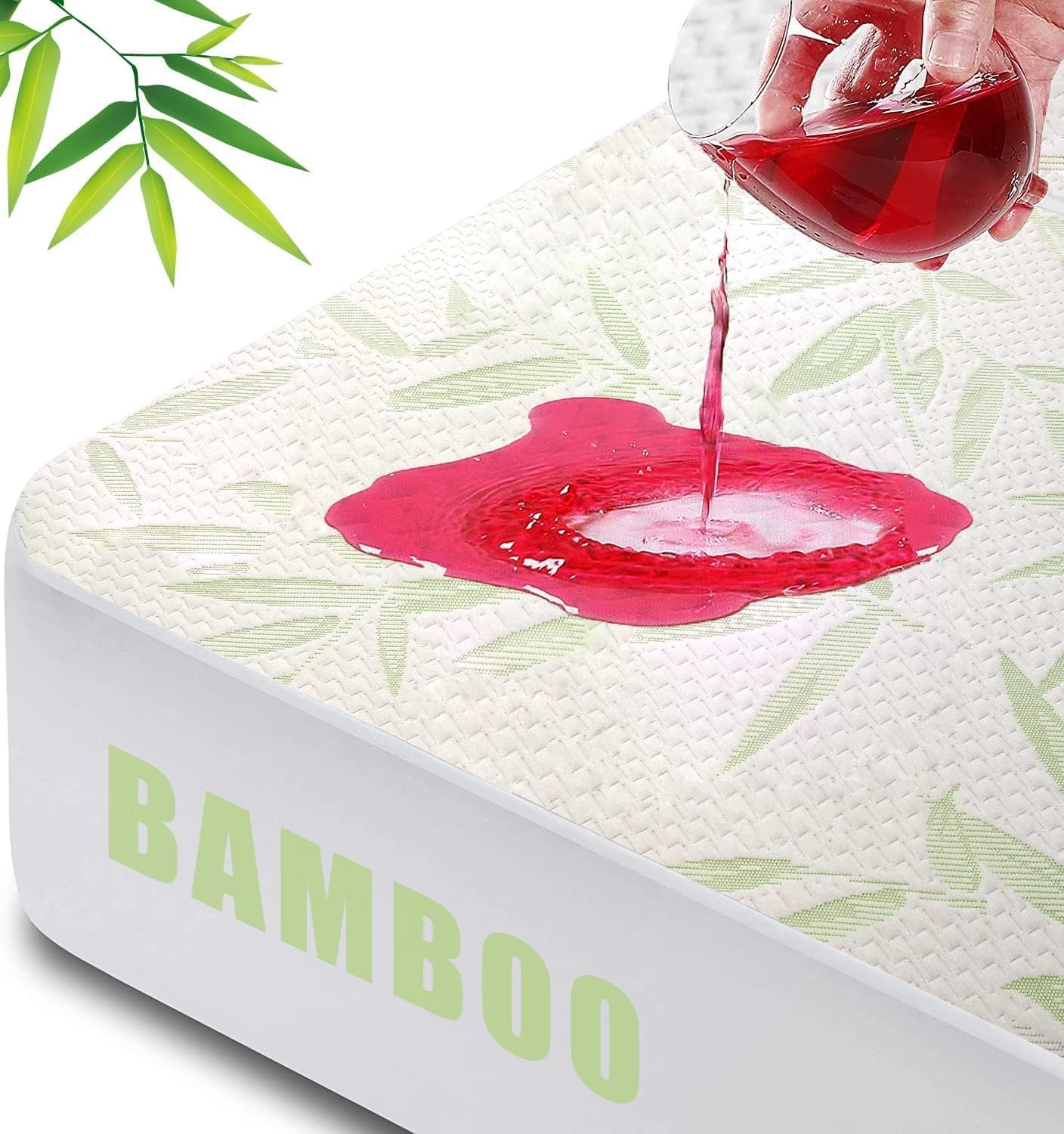 Queen Mattress Protector Waterproof Mattress Pad Washable Bamboo Rayon Mattress Cover Breathable Noiseless Bed Protector 5" - 21'' Elastic Fitted Deep Pocket