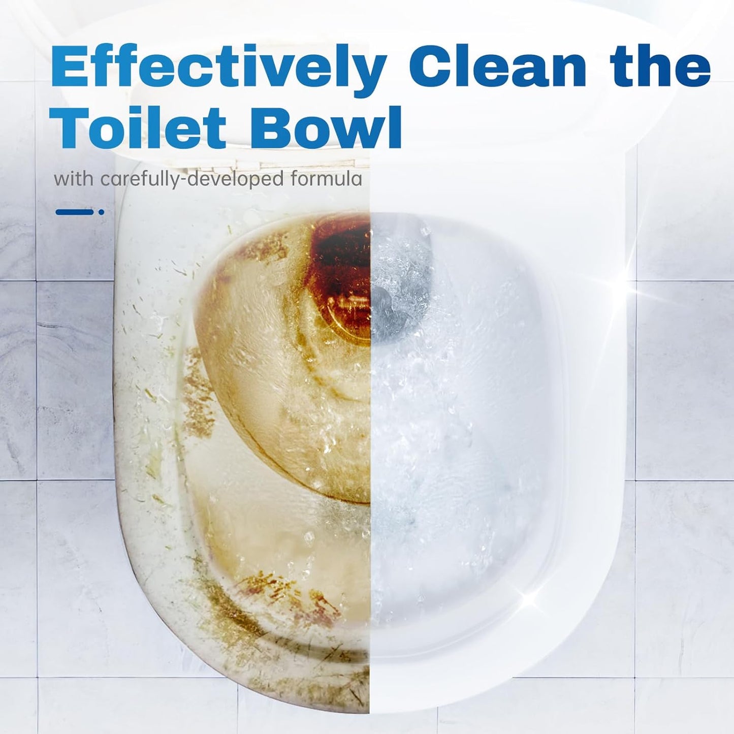 Vacplus Toilet Bowl Cleaner Tablets 50 PACK, Automatic Toilet Bowl Cleaners with Bleach for Deodorizing and Descaling, Bathroom Cleaner Against Tough Stains