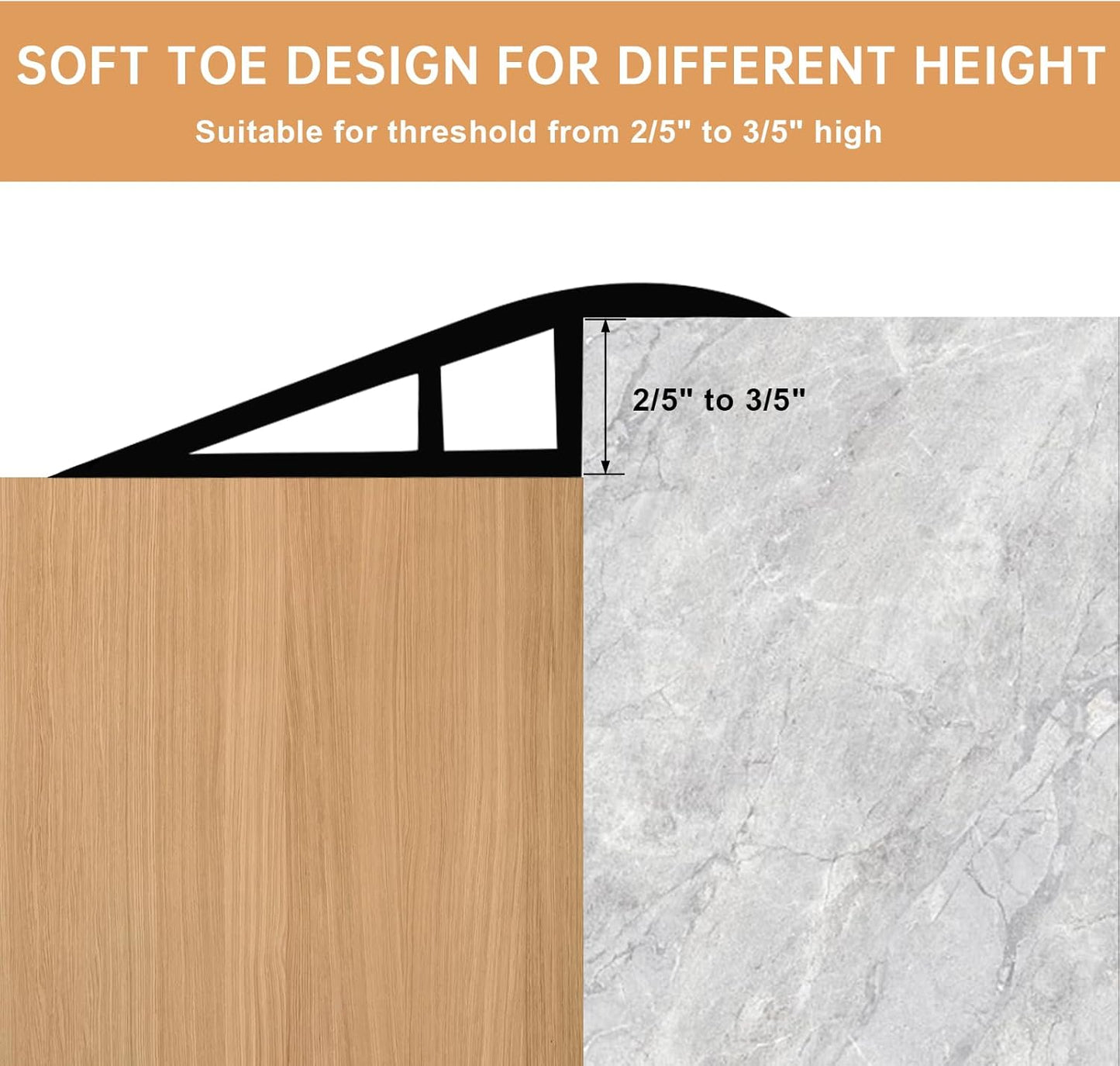Vinyl Door Threshold Flooring Transition Strip Self Adhesive Carpet Edging Strip for Laminate Doorway Edge Threshold from 2/5" to 3/5" (Light Brown Wood Grain, 3.3 Ft)