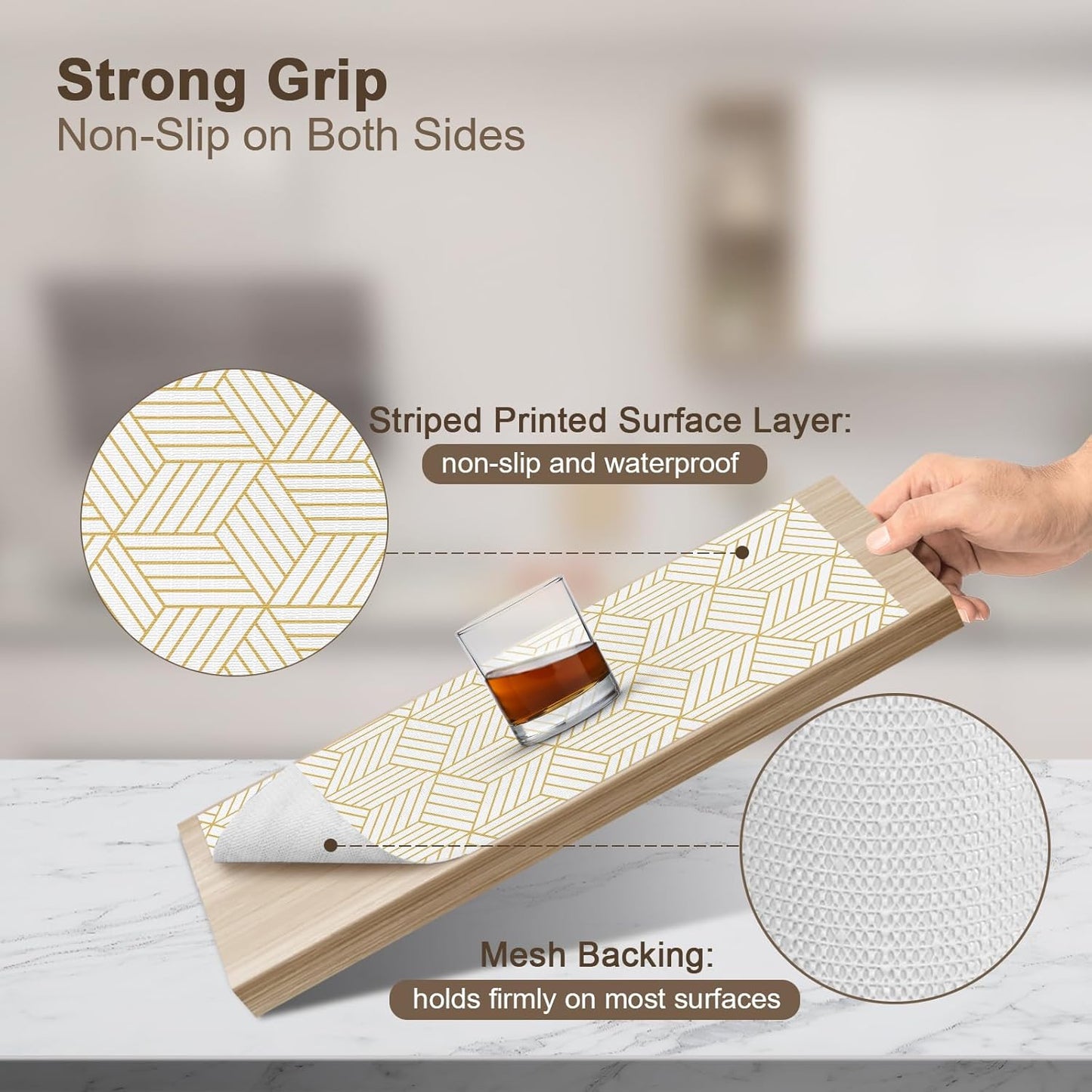 OcePor Non-Adhesive Drawer and Shelf Liner 24IN x 30FT，Non Slip Cabinet and Cupboard Liner, Kitchen Cabinet Liners for Shelves, Waterproof Drawer Shelf Liners for Cabinets/Bathroom Cupboard