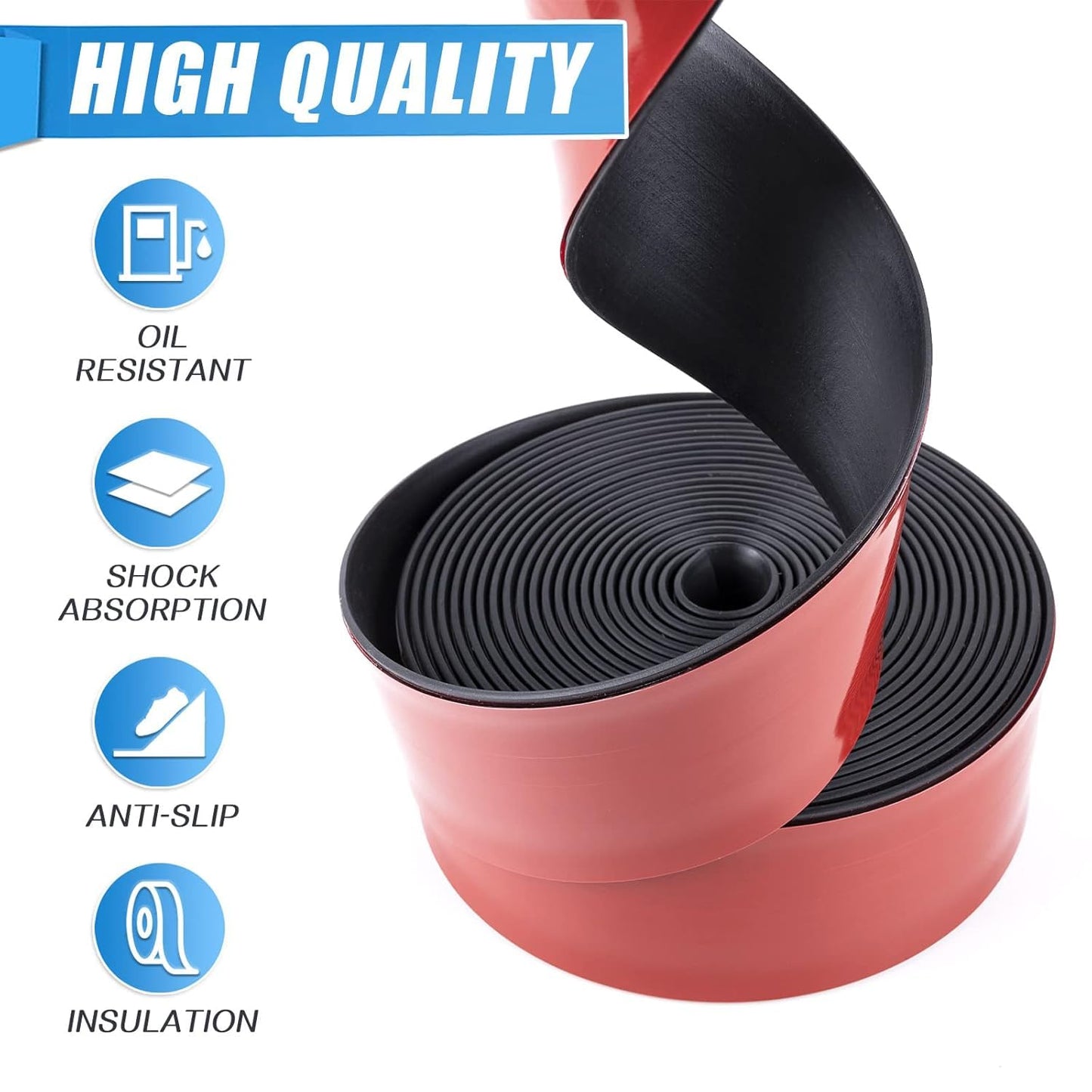 Adhesive Rubber Strips Neoprene Rubber Sheets, Rolls & Strips with Adhesive Backing Rubber Pads Self Stick Seal Rubber Gasket Adhesive Back for Matting Padding - 4" Wide x 1/8" Thick x 10' Long