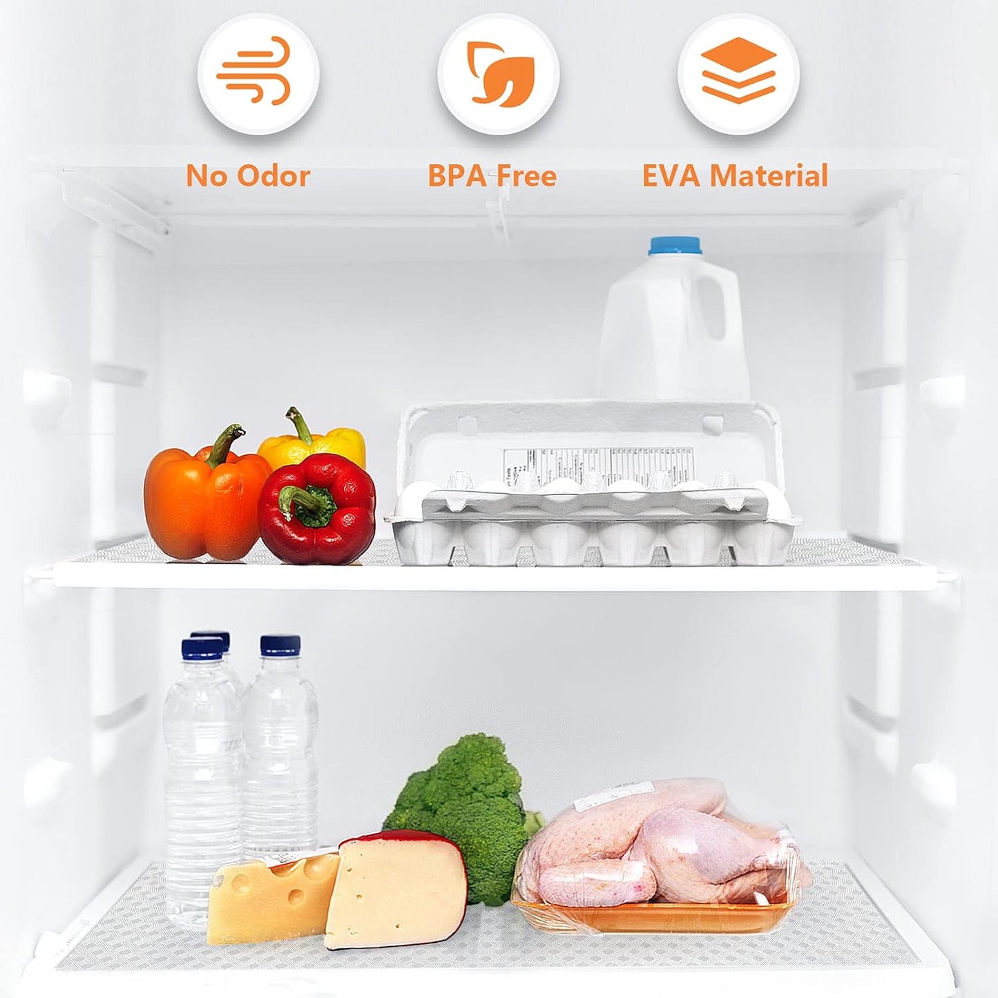Shelf Liners for Kitchen Cabinets Refrigerator Liners Waterproof & Oil-Proof Kitchen Cupboard Liner Non-Slip Drawer Mats EVA Material Non Adhesive Fridge Mats for Shelves - Clear 23.6 x 78.7 Inches