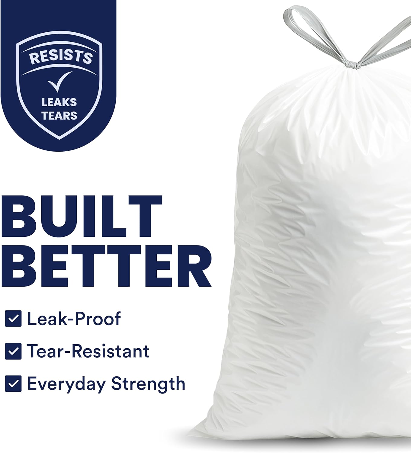 Plasticplace 4 - 6 Gallon White Drawstring Bags, 100% Prime Material, 17x20, 0.7 Mil, 200/Case
