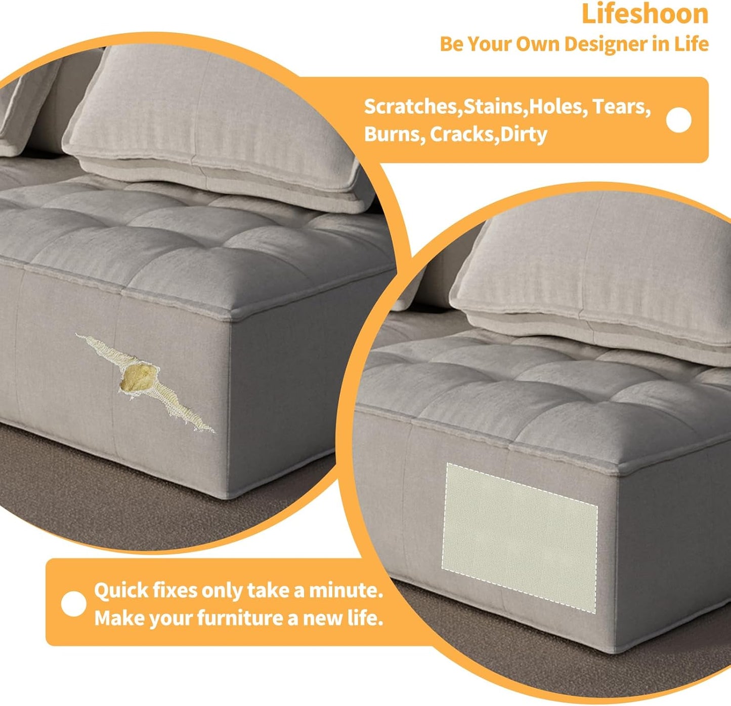 Fabric Repair Patches, 17X79 Inch Canvas Self-Adhesive Fabric Patches Tape Durable, DIY Large Canvas Repair for Sofa, Couches, Furniture, Chair, Clothing （17X79 Inch, Brown）