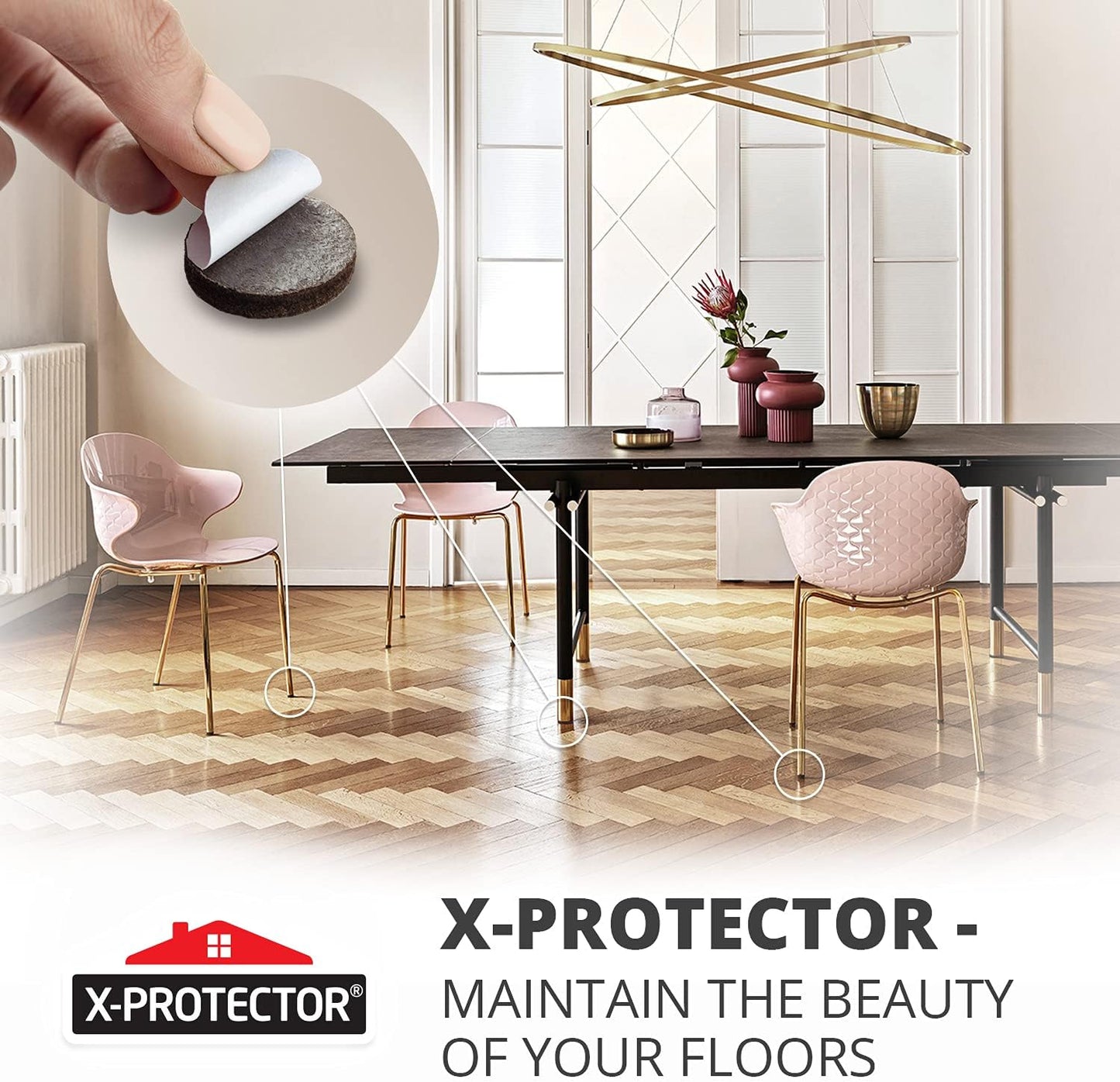 24 Heavy-Duty Felt Furniture Pads 1” 1/4” Thick X-Protector! Round Felt Pads for Furniture Feet - The Best Felt Floor Protectors for Furniture to Prevent Scratches. Protect Your Hard Floor! (Brown)