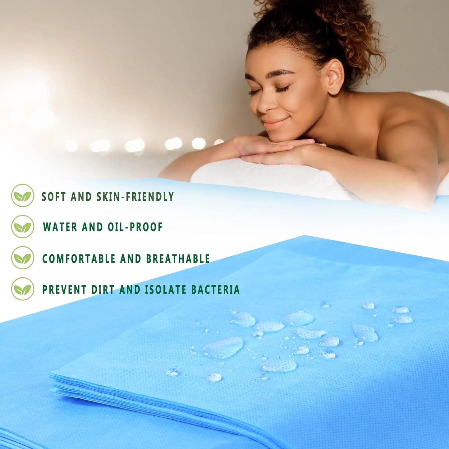 50 Pcs Disposable Bed Sheets 31" x 71" Massage Table Sheets Non Woven Fabric SPA Bed Cover Breathable for Massage Beauty Tattoos (50 Pcs Blue)