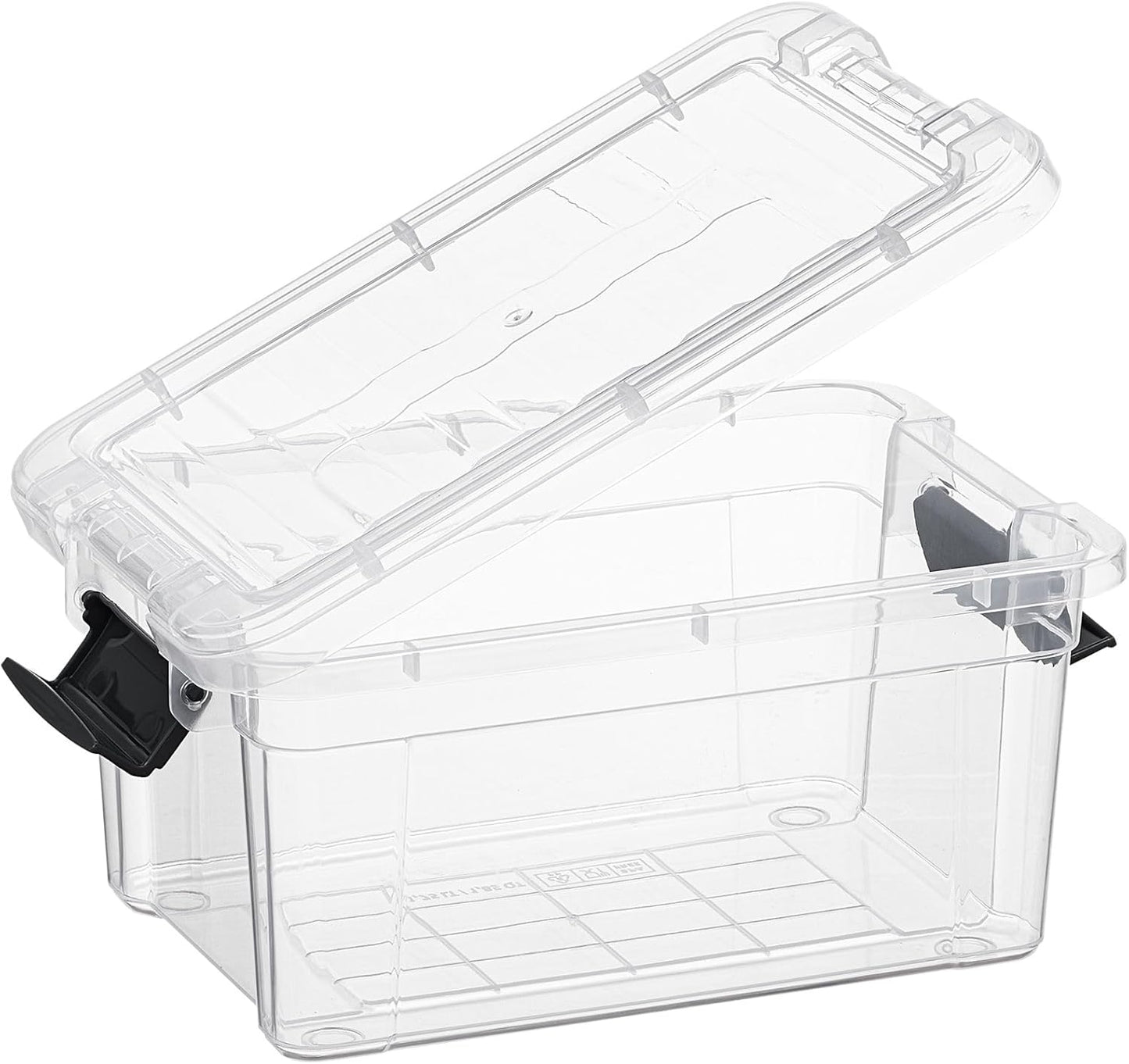 Superio Clear Storage Bins with Lids, Stackable Storage Box with Latches and Handles, Extra Small, 4 Pack 1.75 Quart