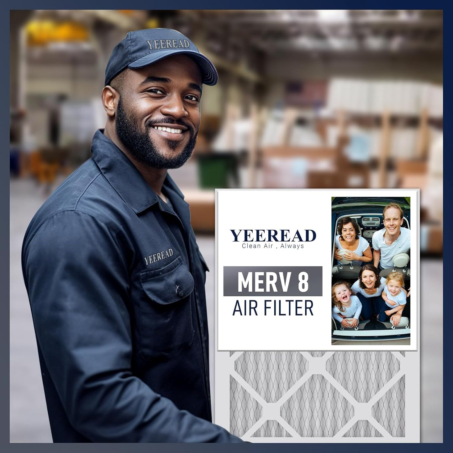 24x24x1 MERV 8 Air Filters 6-Pack, Actual Size 23.7" x 23.7" x 0.75" – Compatible with HVAC, Air Conditioners & Furnaces– High Particle Capture & Smooth Airflow