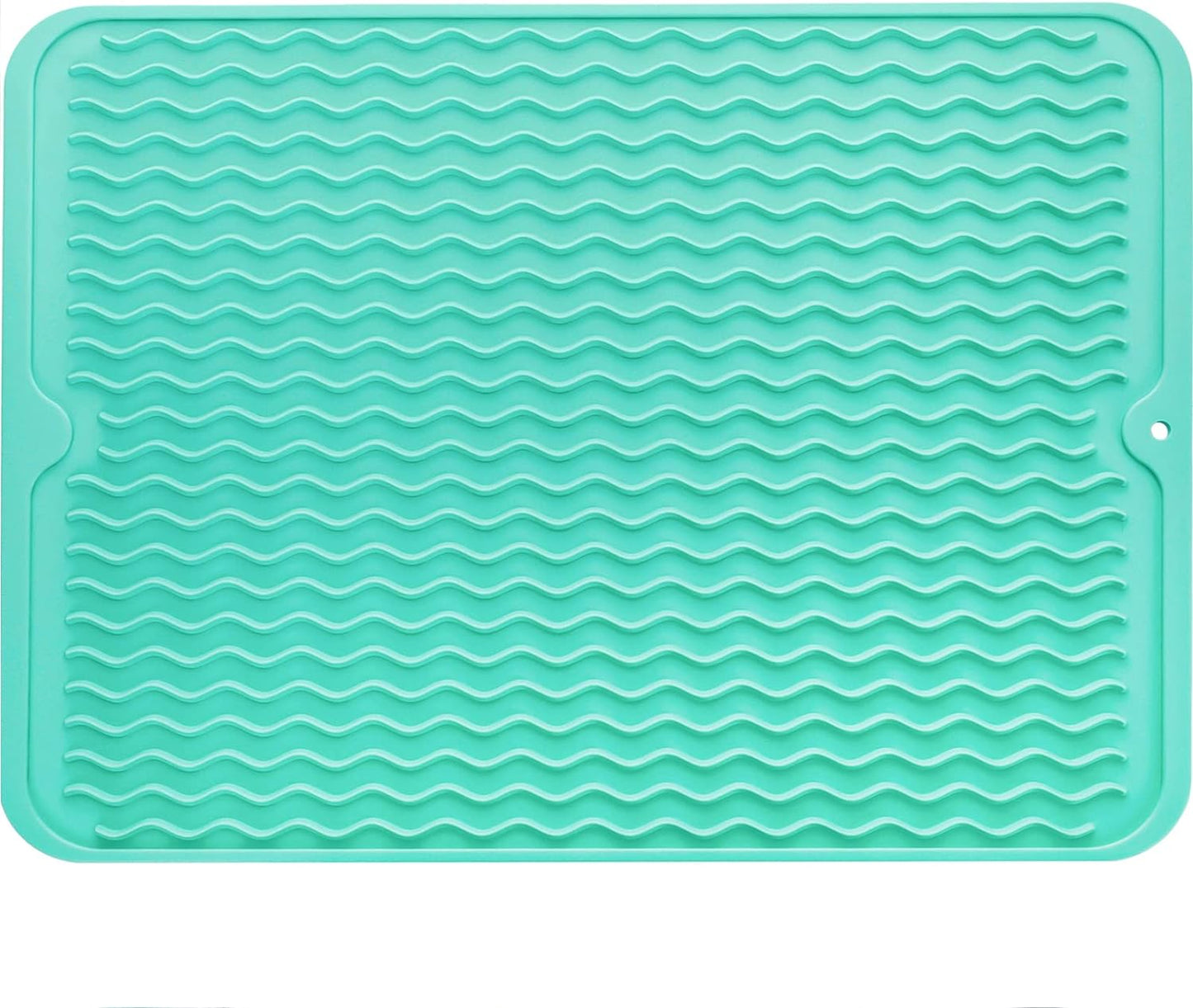 Silicone Dish Drying Mat for Multiple Usage,Easy clean,Eco-friendly,Heat-resistant Silicone Mat for Kitchen Counter or Sink,Refrigerator or drawer liner Mint L 16 inches x 12 inches