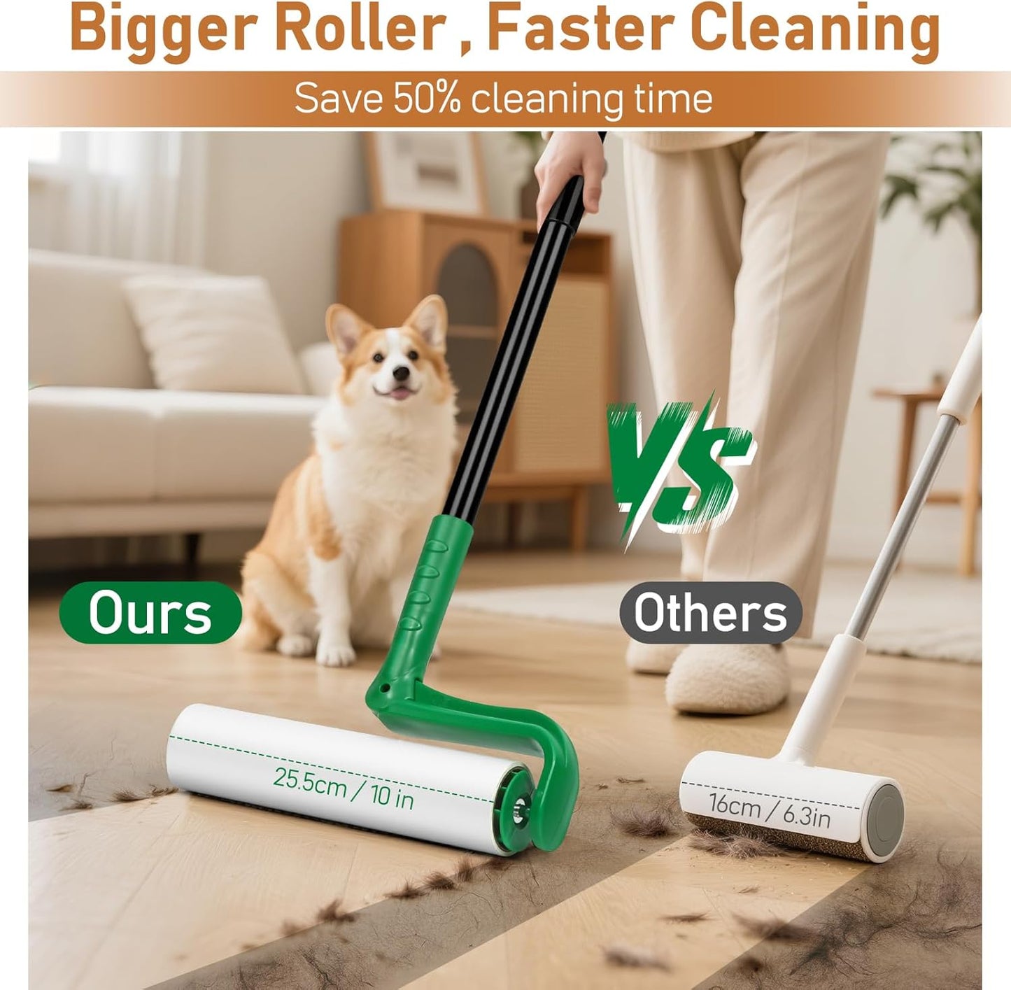 Large Lint Roller Refills for Lint Remover,4 Pack 10 Inch Big Lint Roller Refill Compatible with Evercare Mega Roller Cleaning for Carpets, Furniture, Pet Hair