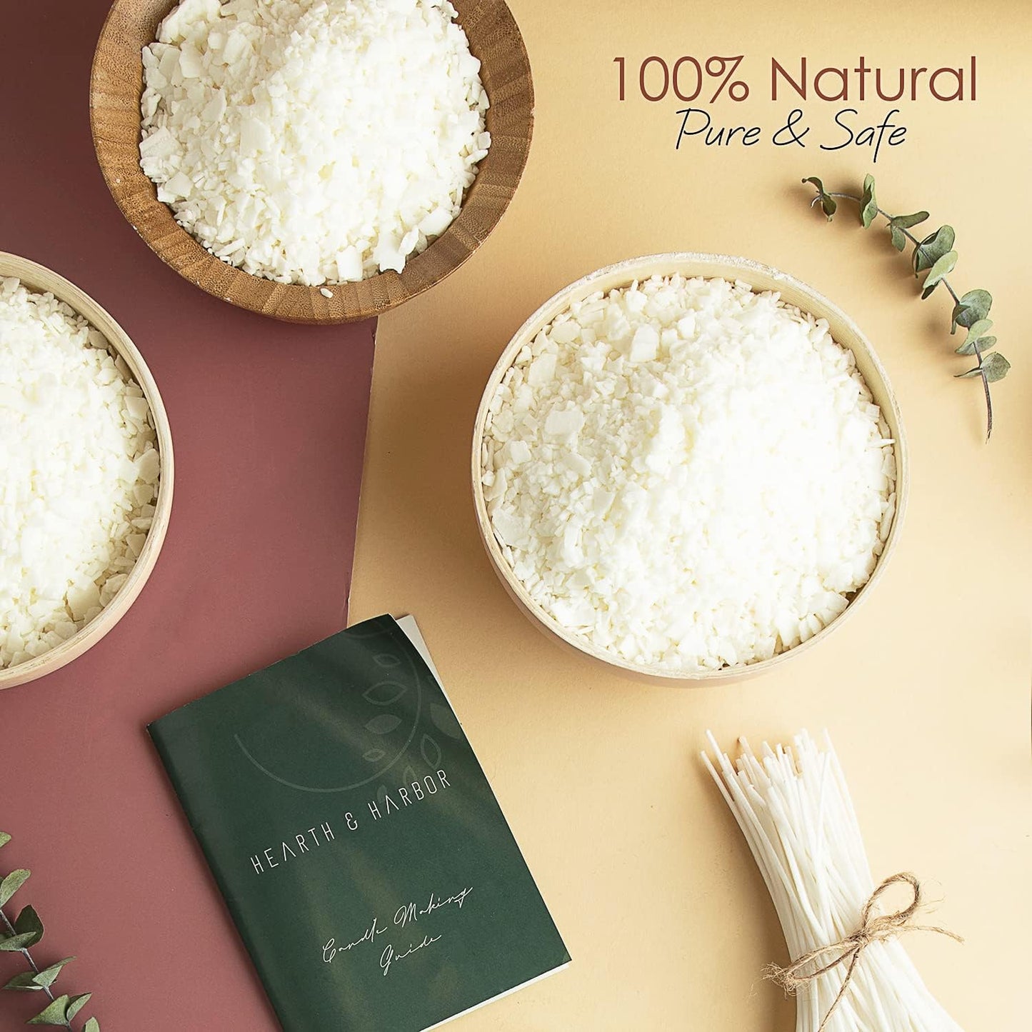 Hearth & Harbor Organic Soy Candle Wax for Candle Making, 5 lbs Natural Candles Making Supplies, Beeswax-Free, Paraffin-Free, Pure Soy Wax Flakes Perfect for Candles, Tealights and Melts