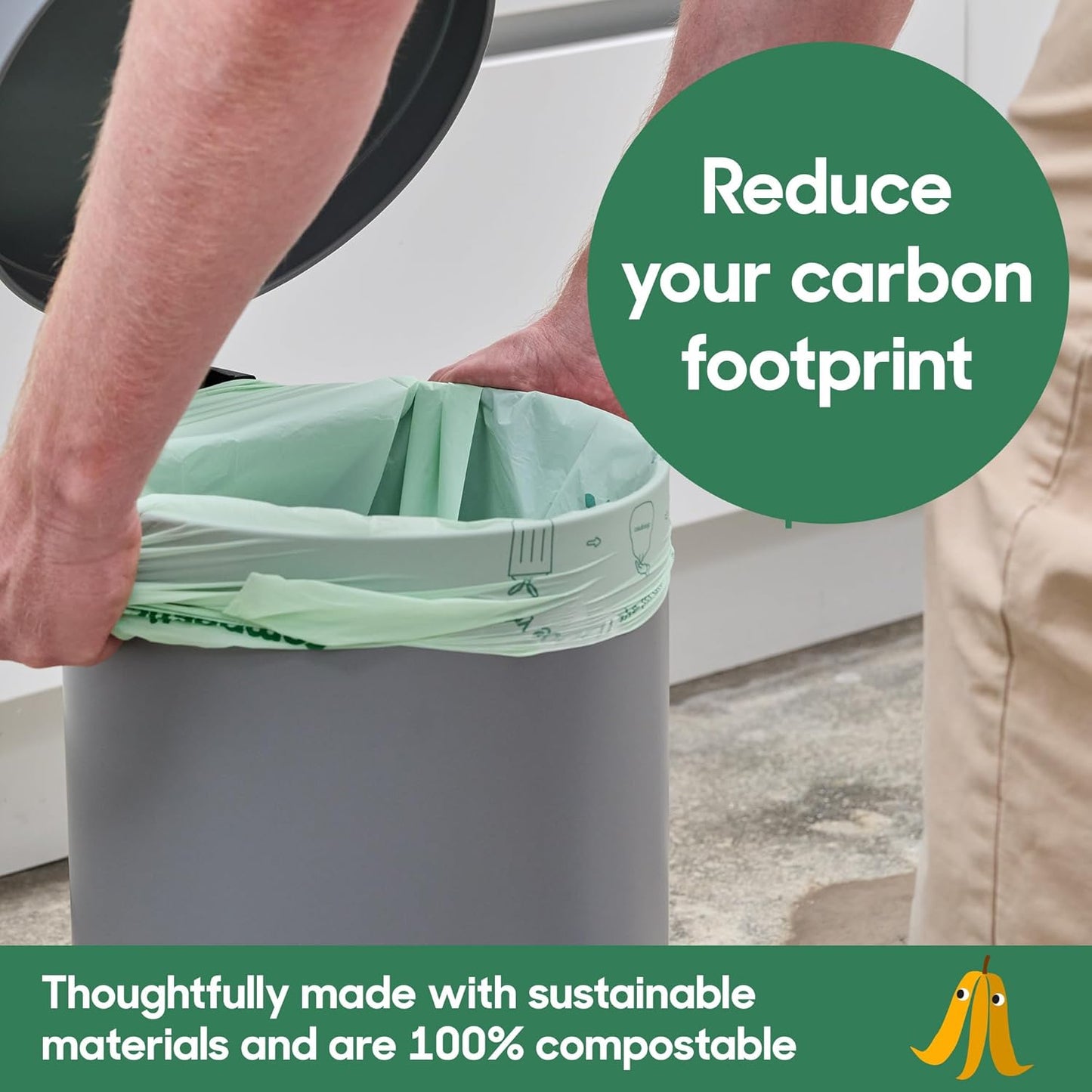 Compostic Home Compostable Trash Bags, 13 Gallon Tall Kitchen Rubbish Bags (23” x 29”), Extra Strong & Quickly Breaks Down, 100 Count