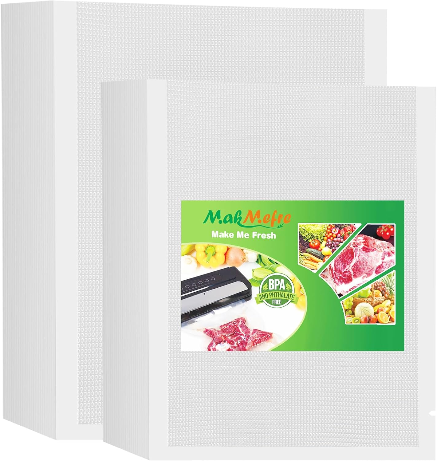 MakMeFre100 Count Vacuum Sealer Bags 50 of Each Size 50 Quart 8"X12"and 50 Gallon11"X16", BPA Free Sous Vide Seal a Meal Commercial Grade Vacuum Seal PreCut Combo Pack Bag