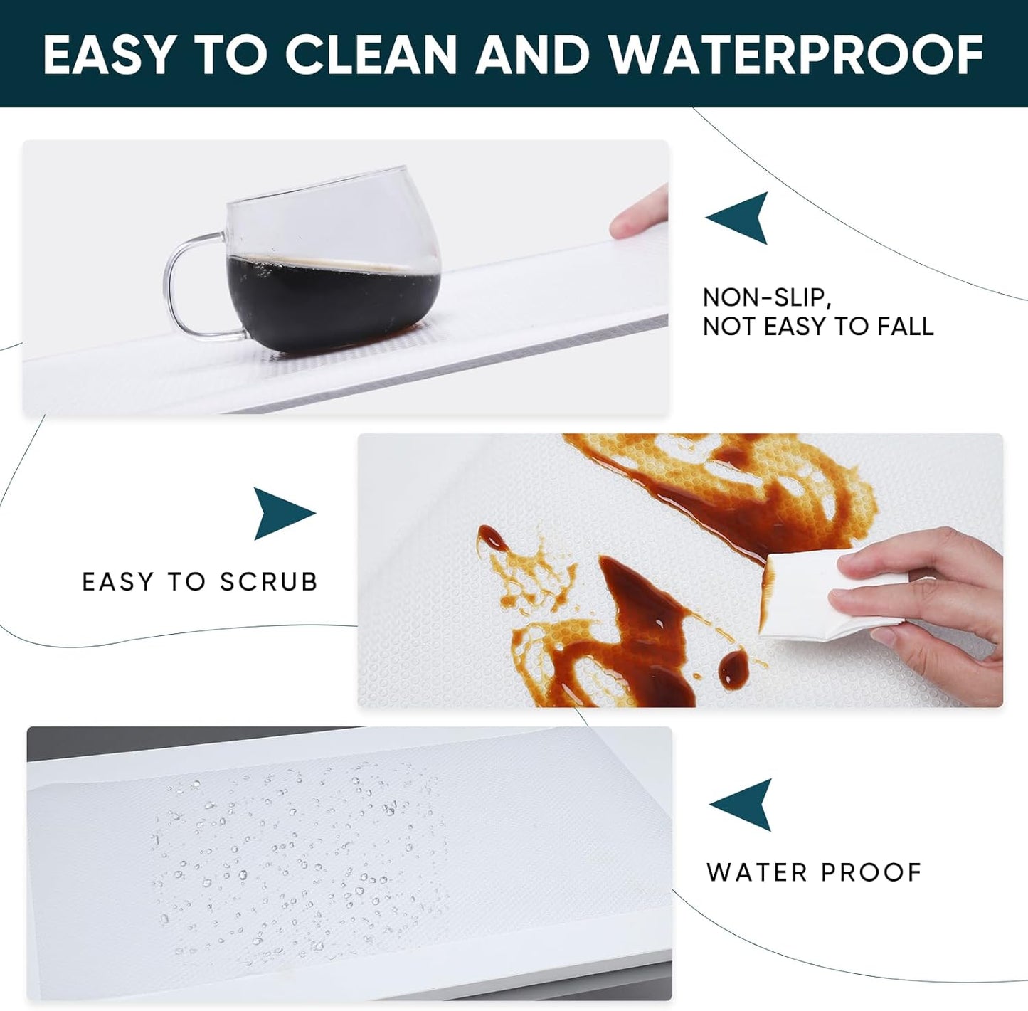 Shelf Liners for Kitchen Cabinets Non-Adhesive & Washable,Non Slip Cabinet Liners for Shelves Waterproof & Oil Proof,Clear Plastic Drawer Liner,Easy to Cut & Food-Grade EVA 17.5'' x 20' x 2 Rolls CT-1